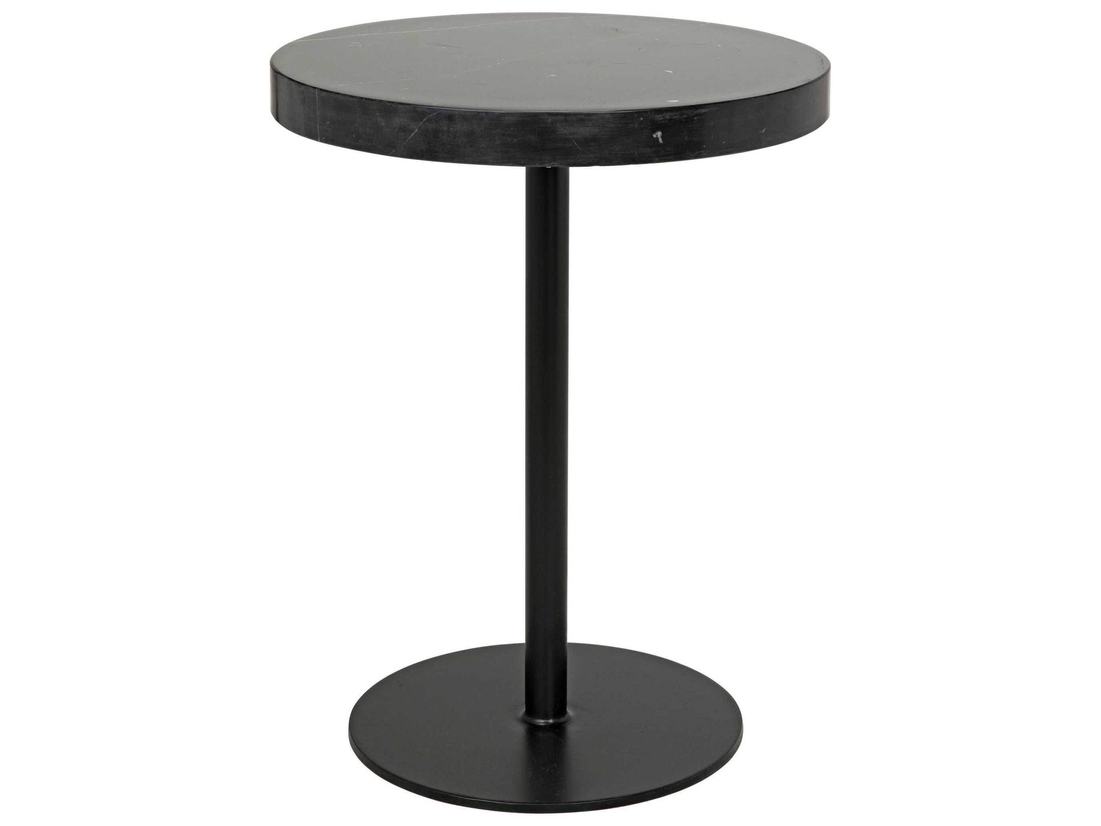 Round Marble Matte Black End Table