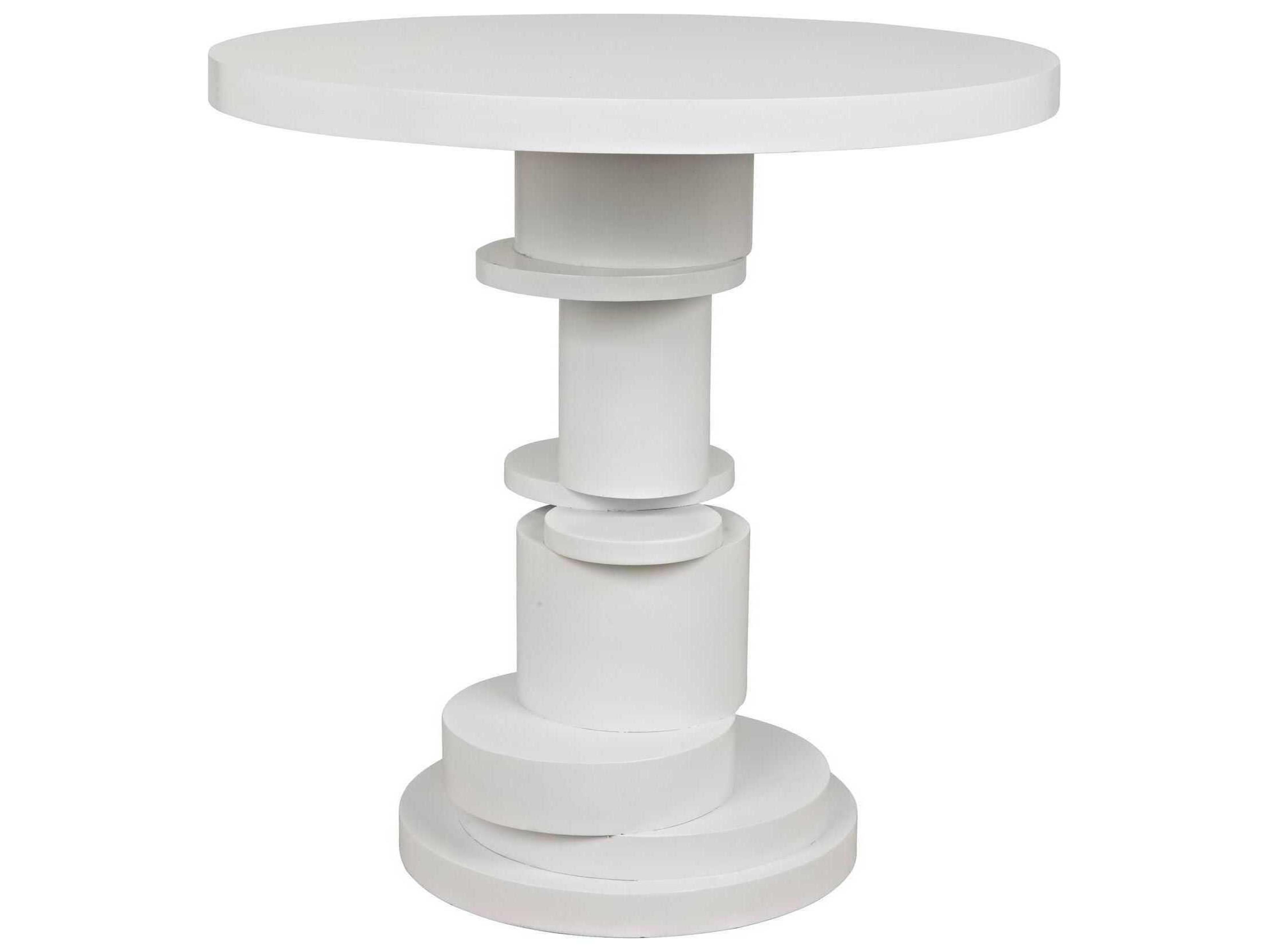 Noir Round Wood Solid White End Table
