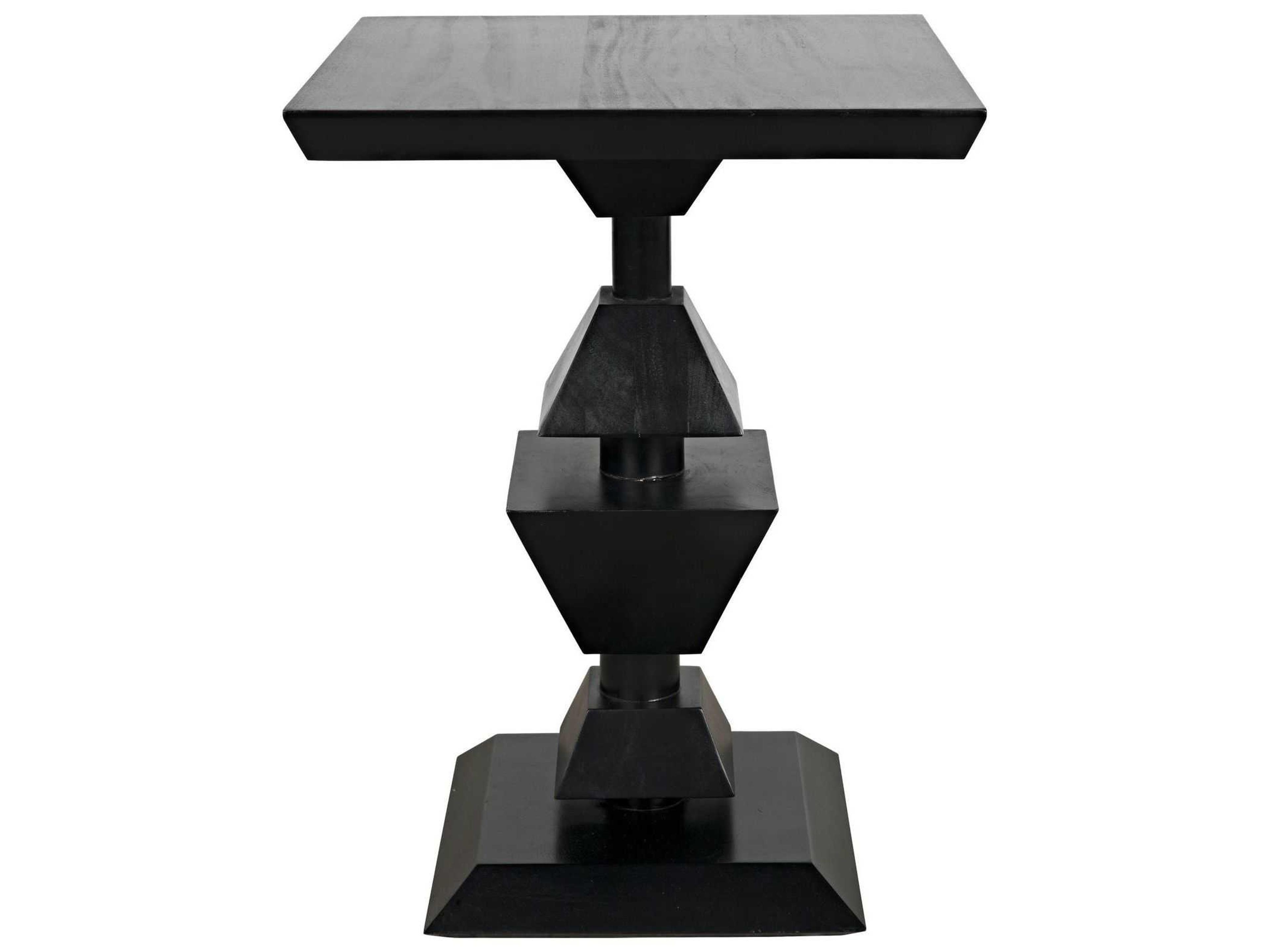 Noir Square Wood Hand Rubbed Black End Table
