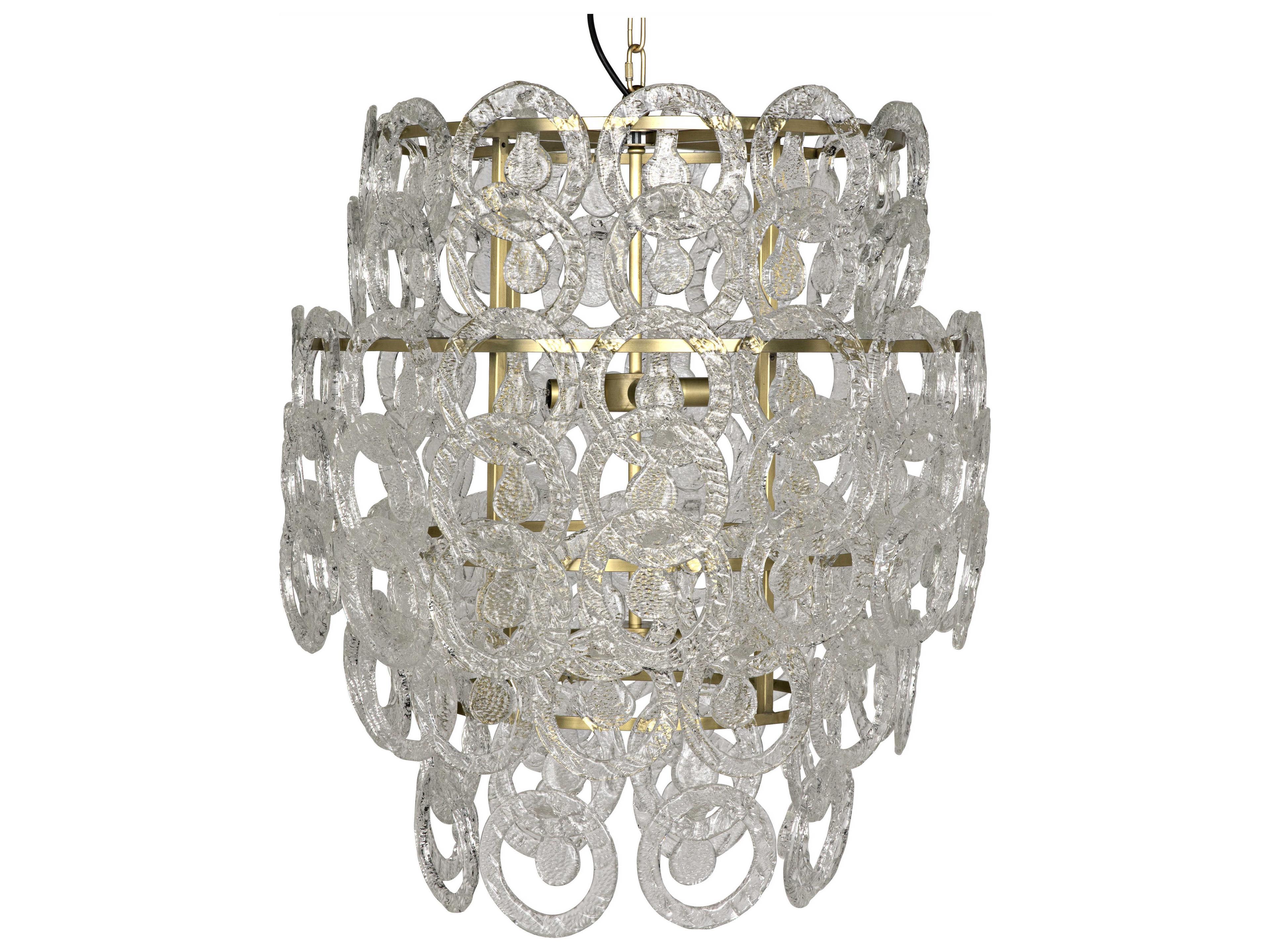 6-Light Antique Brass Clear Glass Tiered Pendant