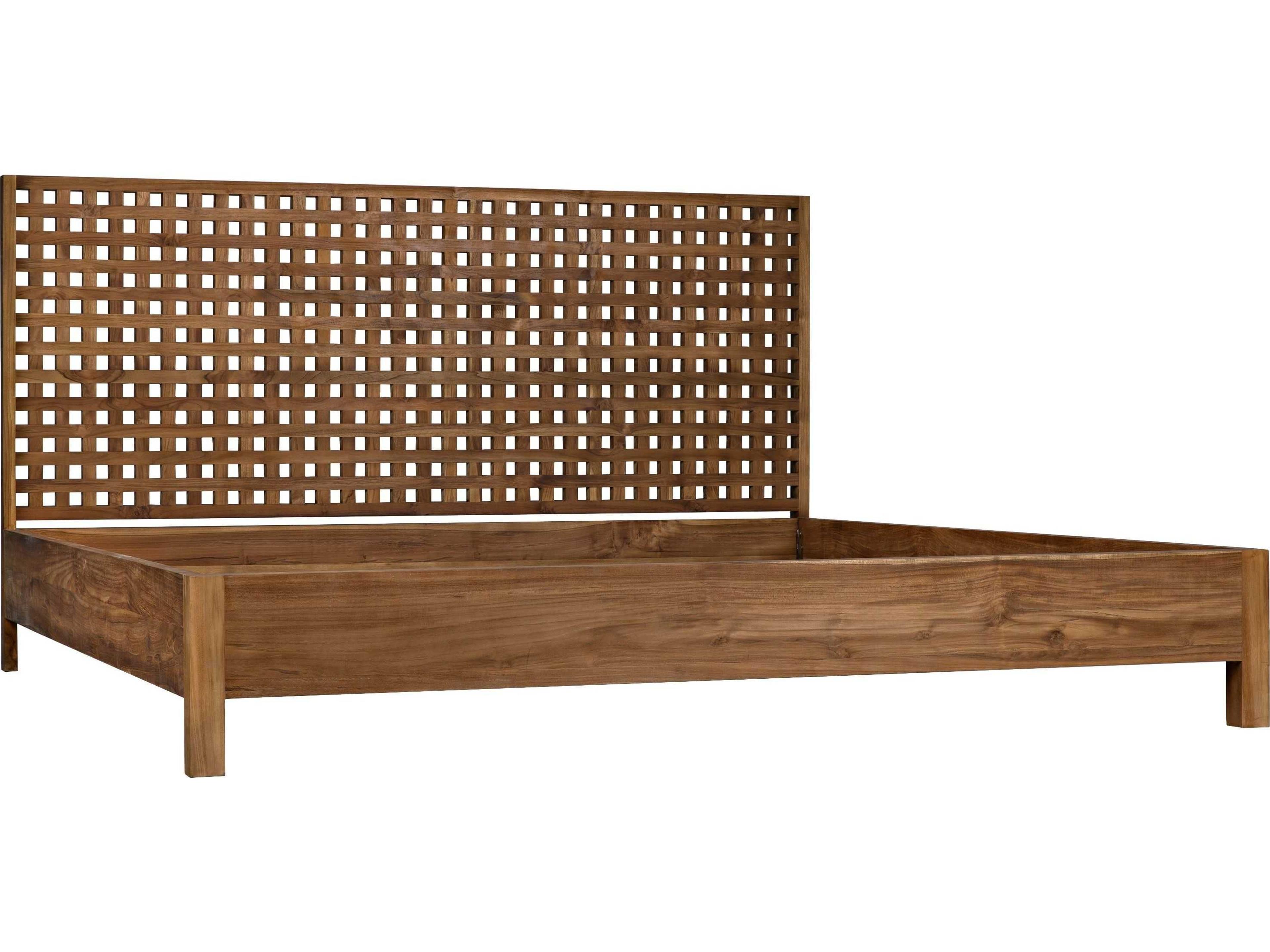 Natural Brown Teak Wood King Platform Bed