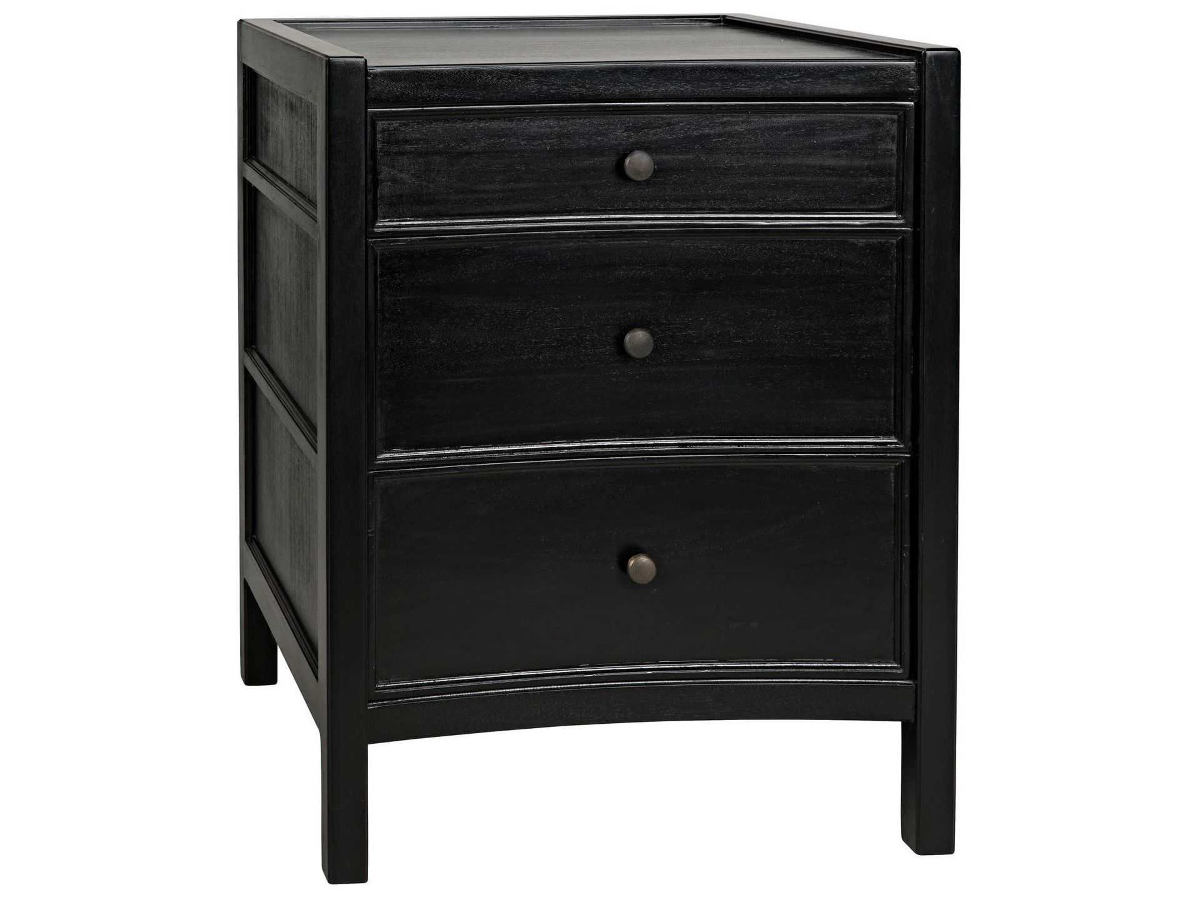 Hampton 3-Drawers Mahogany Wood Nightstand