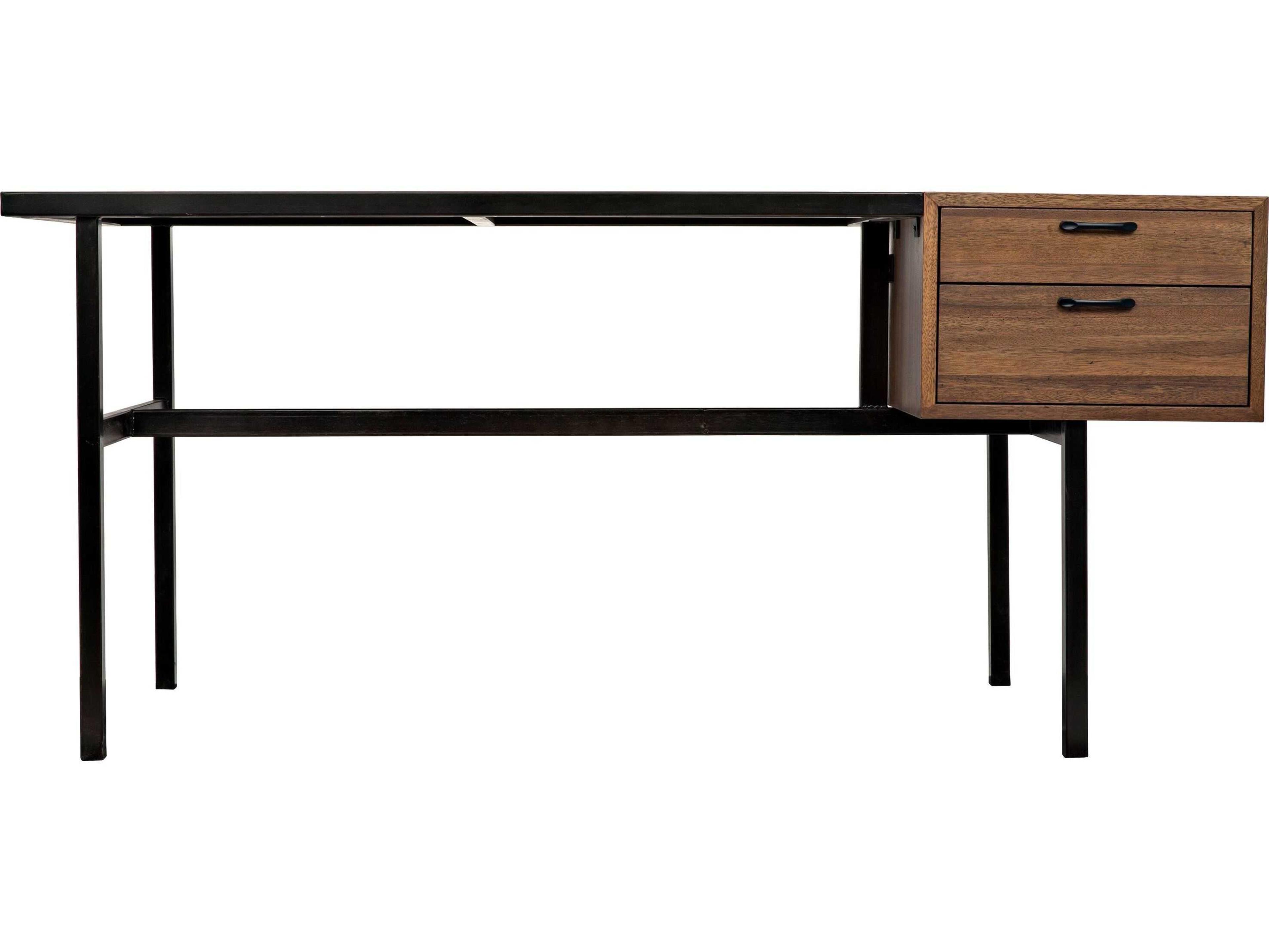 Noir Dark Walnut Black Wood Secretary Desk