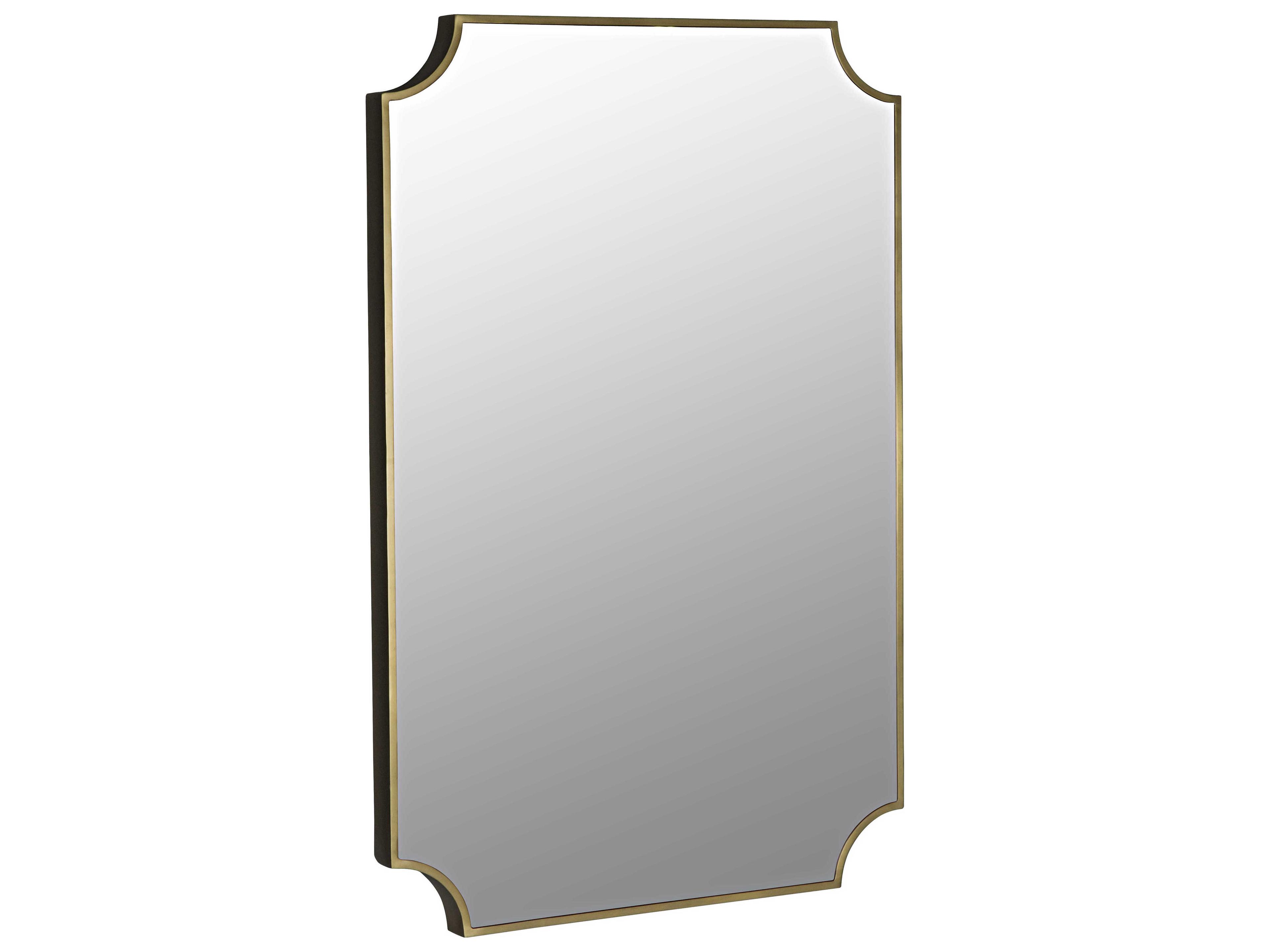 Convexed Rectangle Wall Mirror in Antique Brass Steel