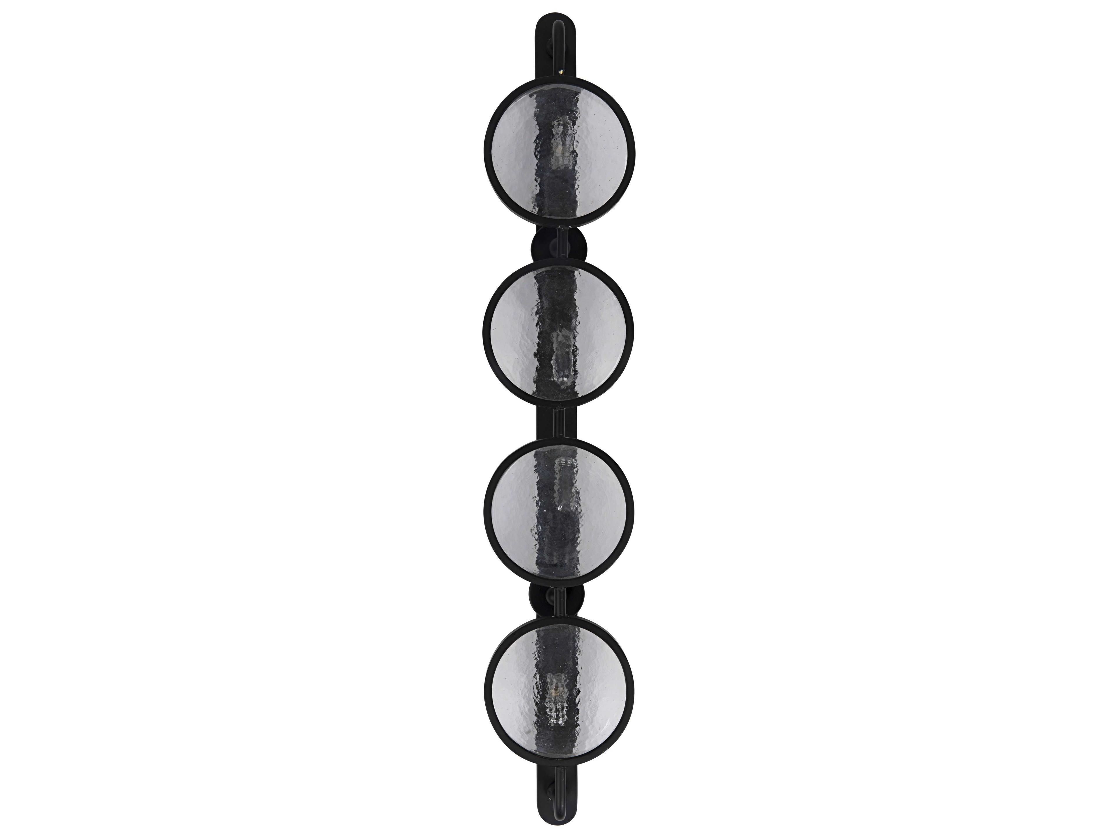 4-Light Black Metal Glass Wall Sconce