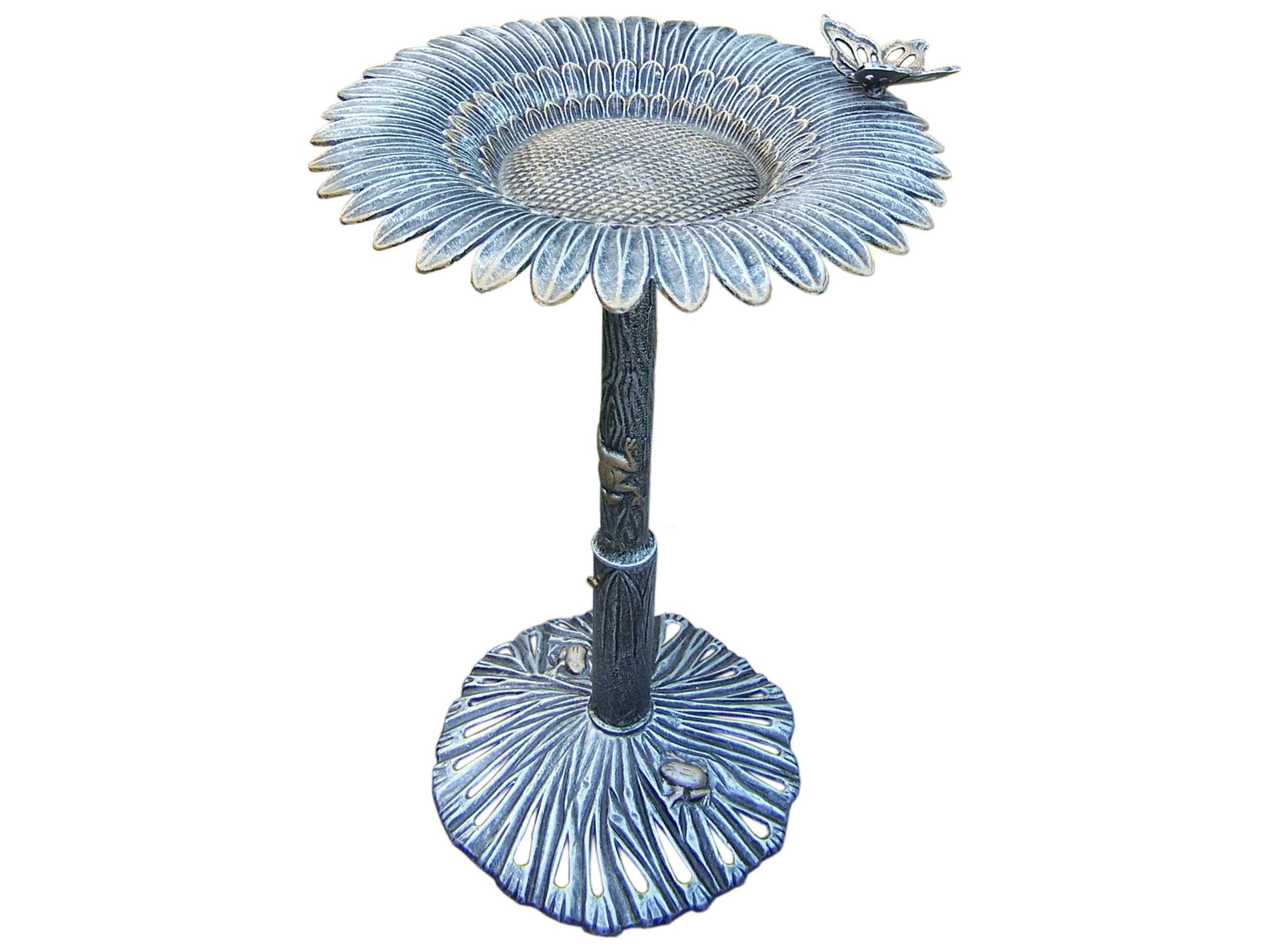 Sunflower Cast Aluminum Butterfly Bird Bath