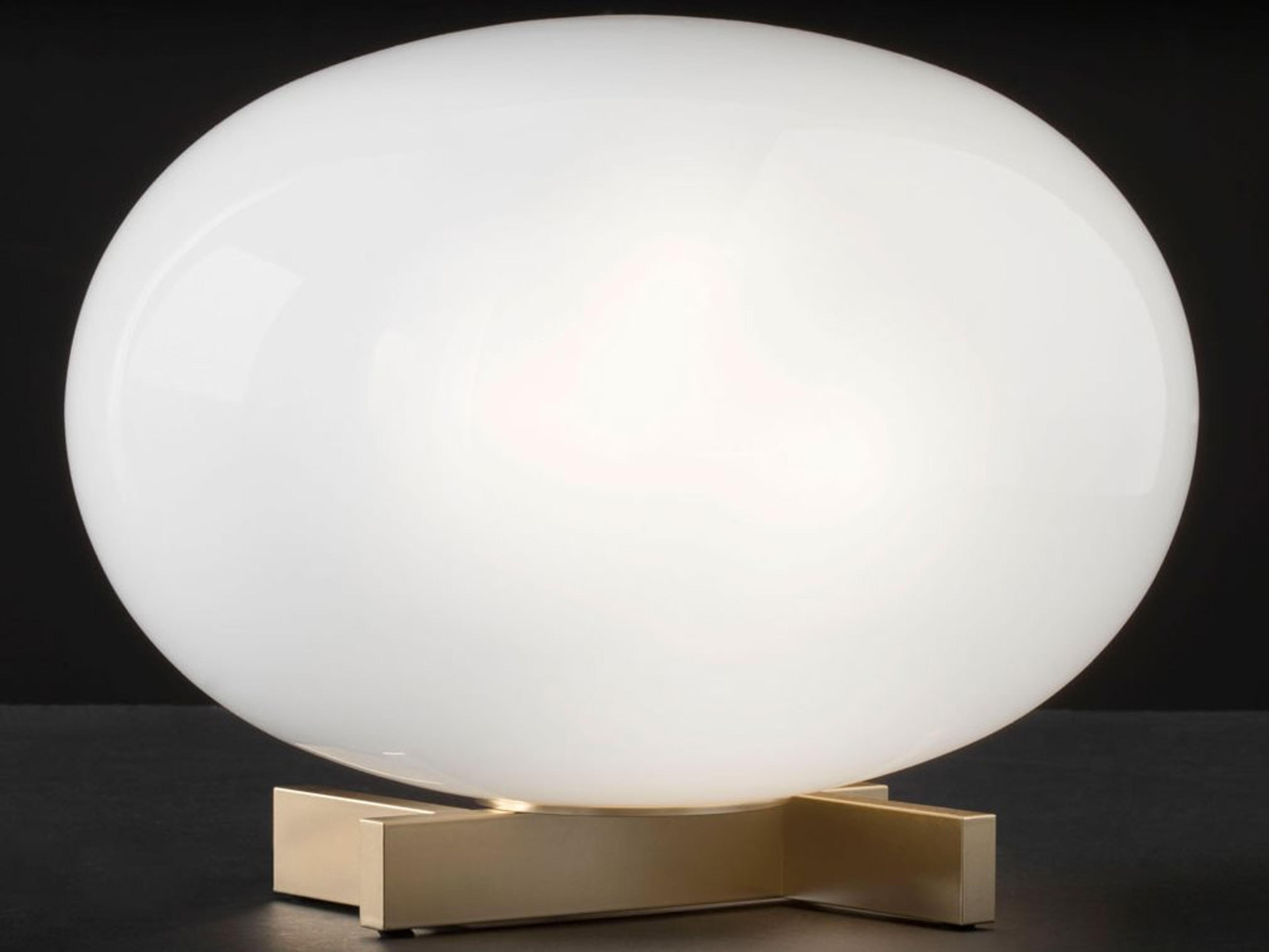 Alba Polished Opaline Satin Brass Glass Table Lamp