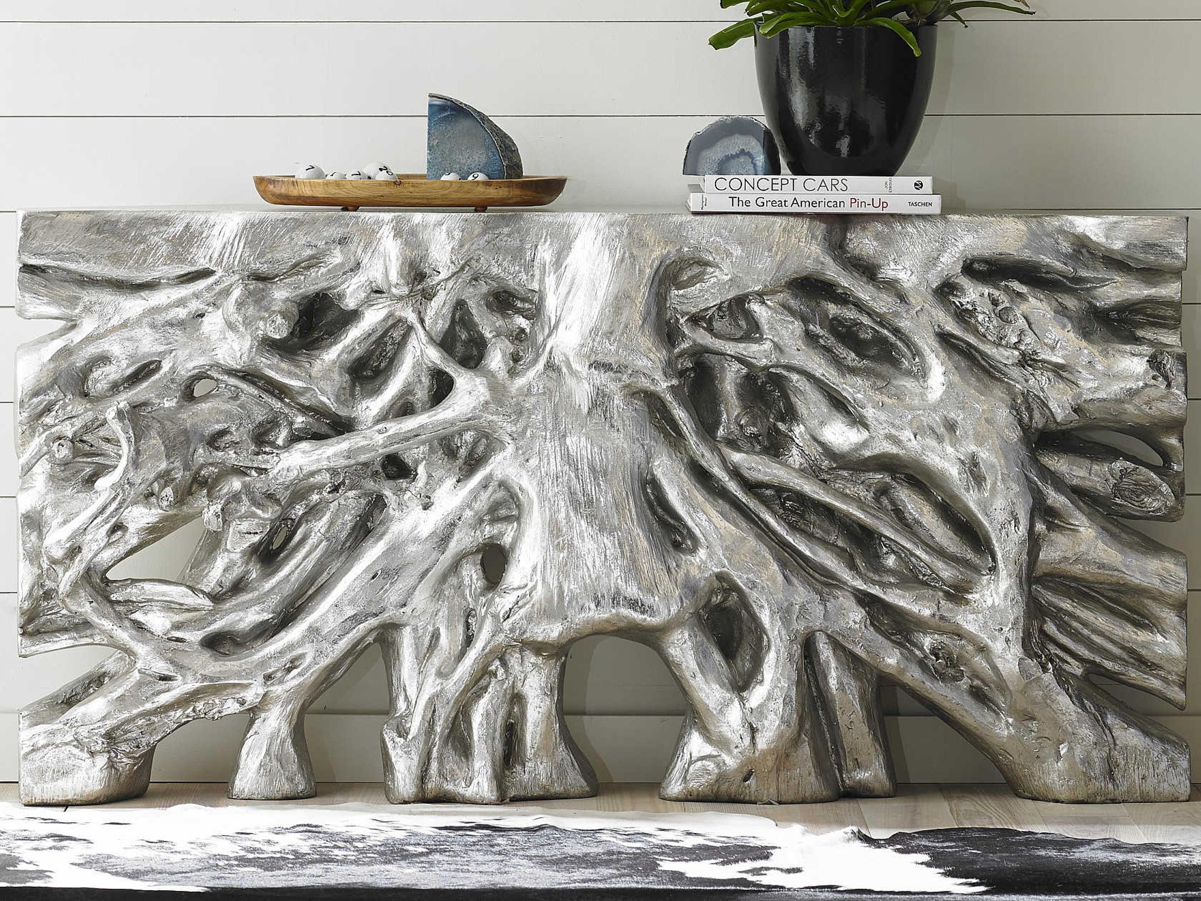 Phillips Collection Cast Naturals Silver Leaf Console Table
