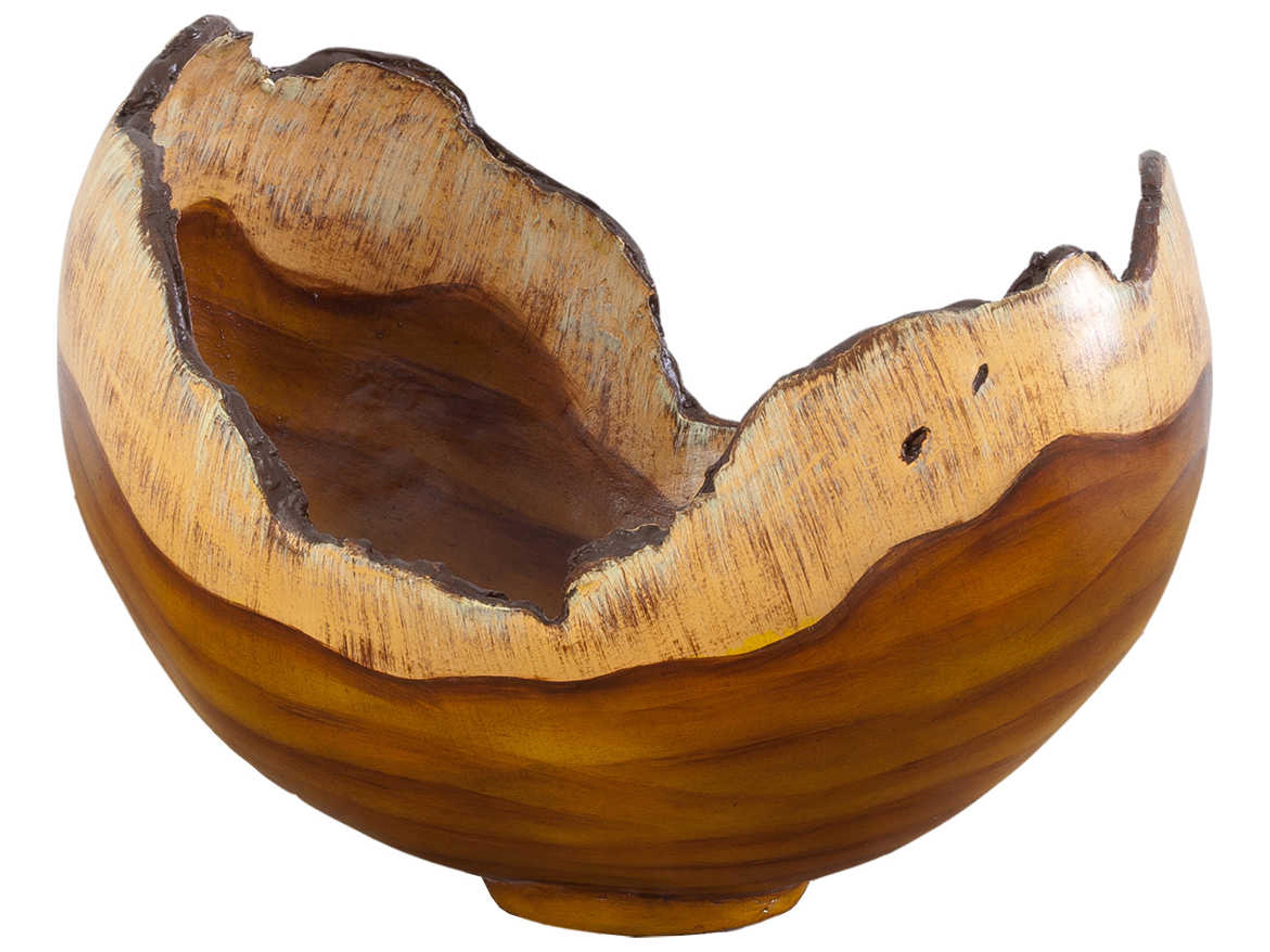 Burled Bowl Cast Naturals Faux Wood Decorative Bowl