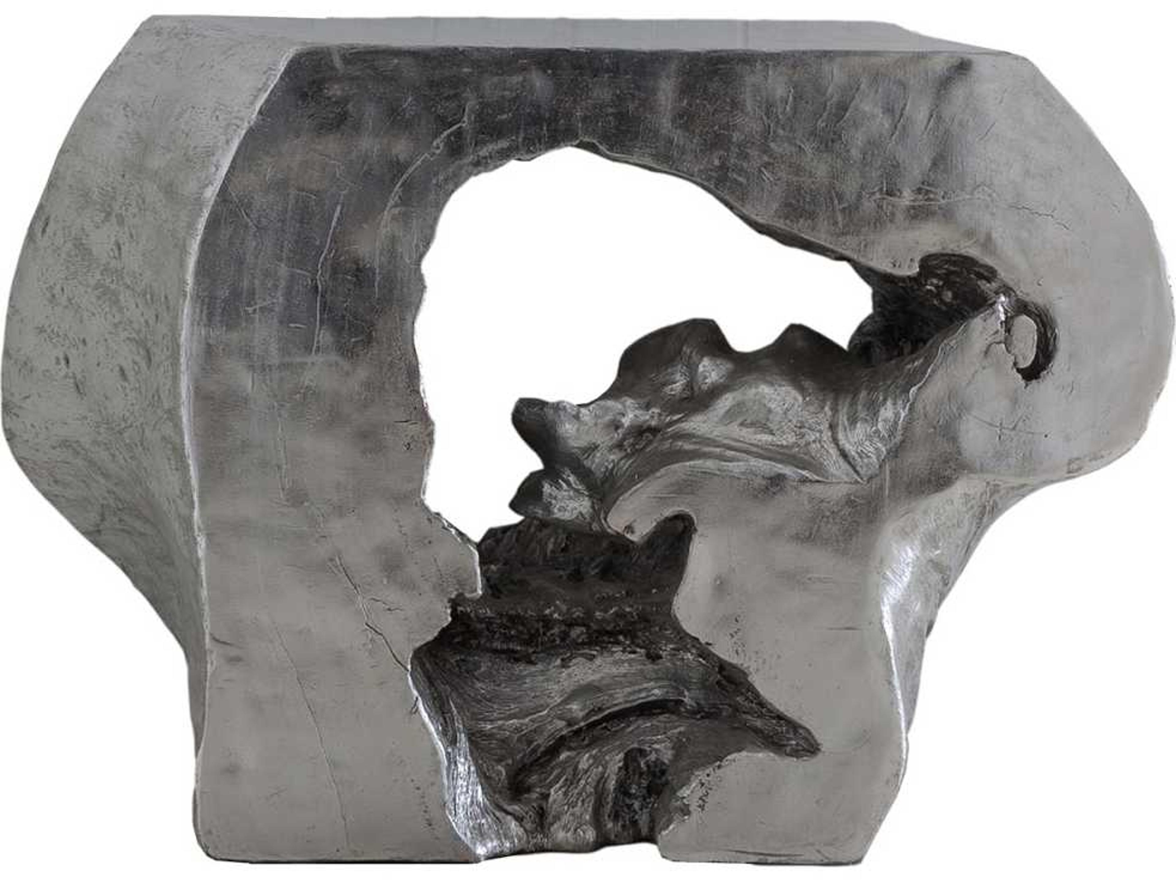 Rectangular Silver Leaf Console Table