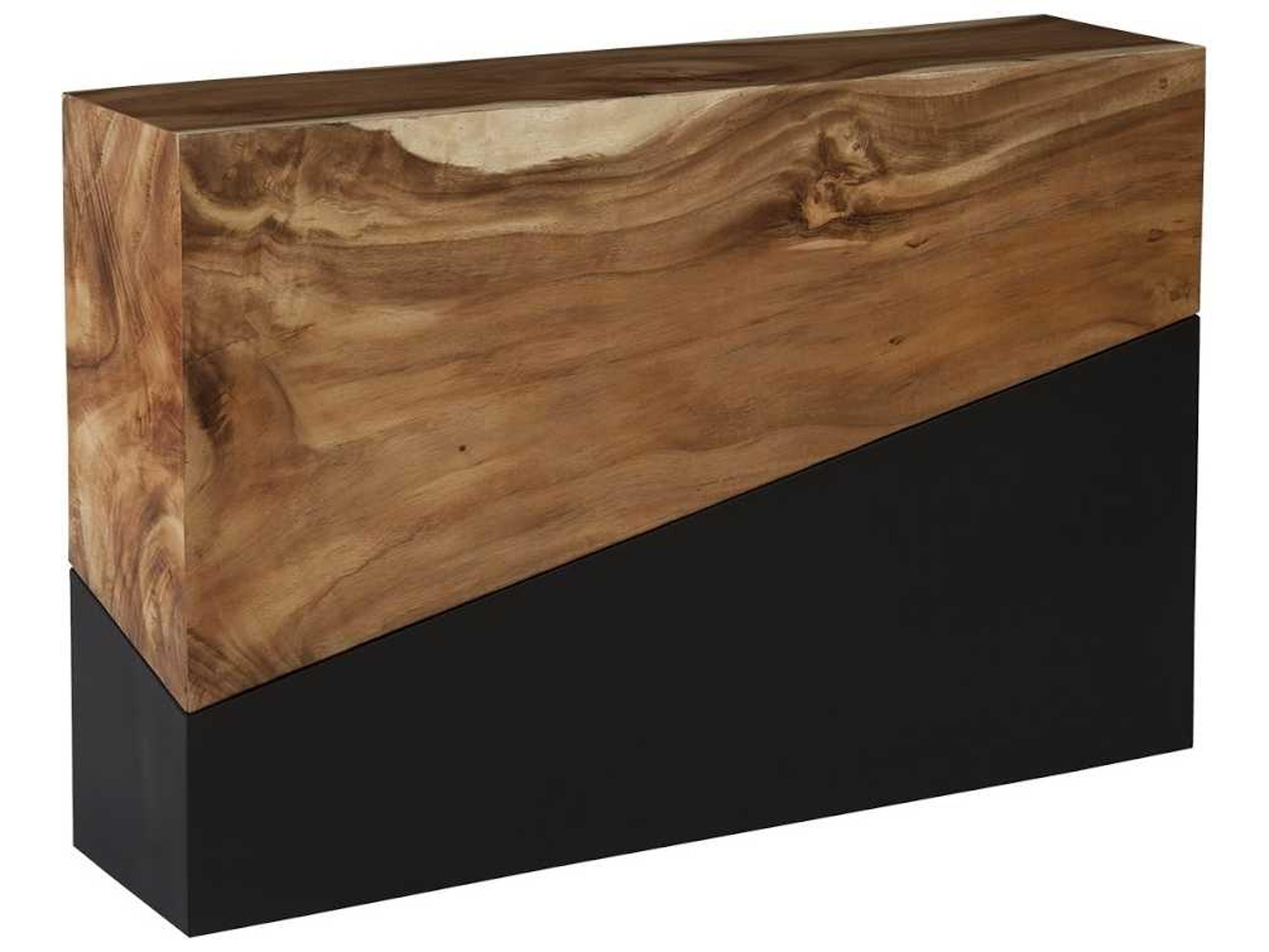 Geometry Console Table Natural Wood and Black