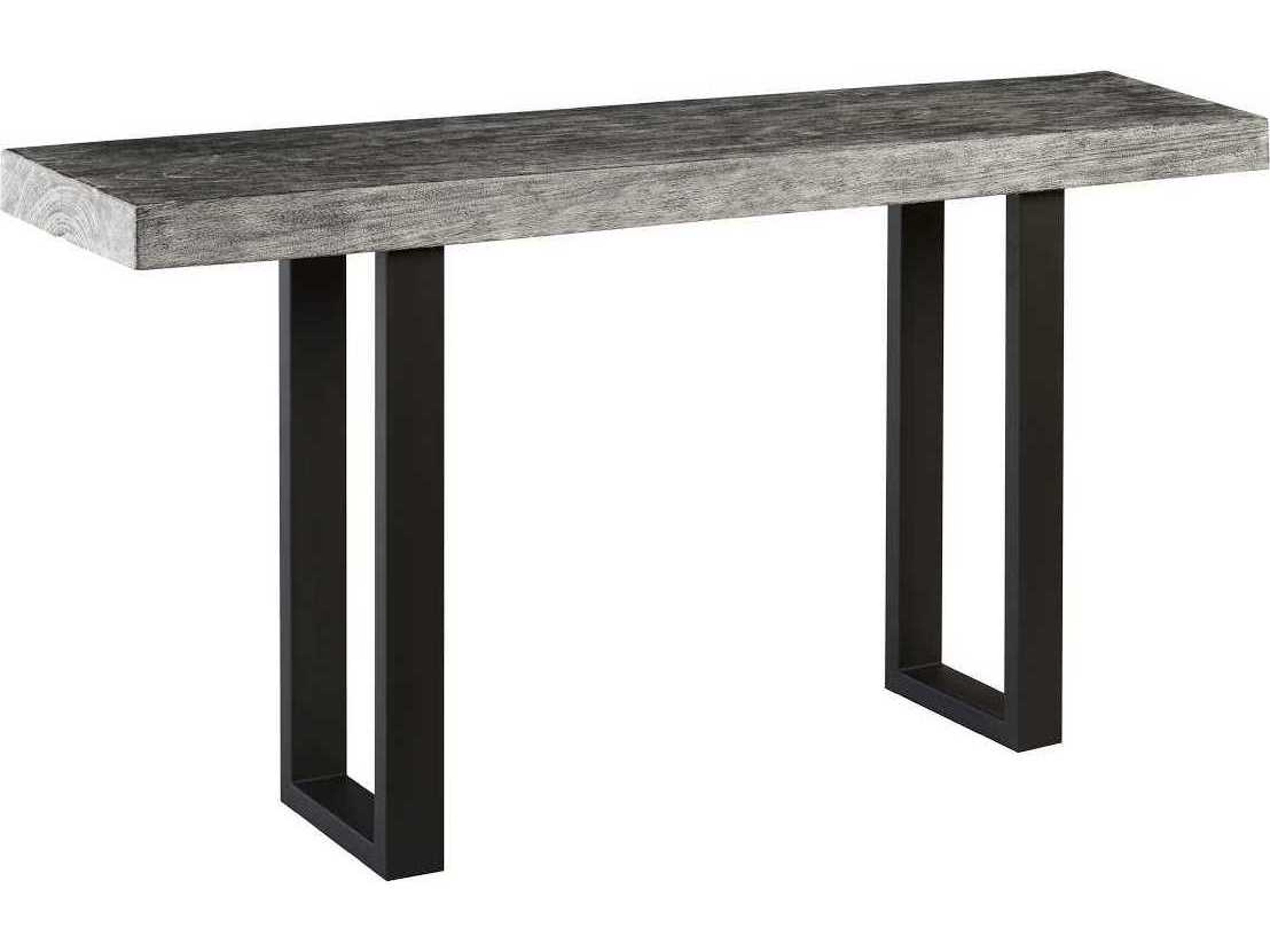 Rectangular Wood Grey Stone Console Table