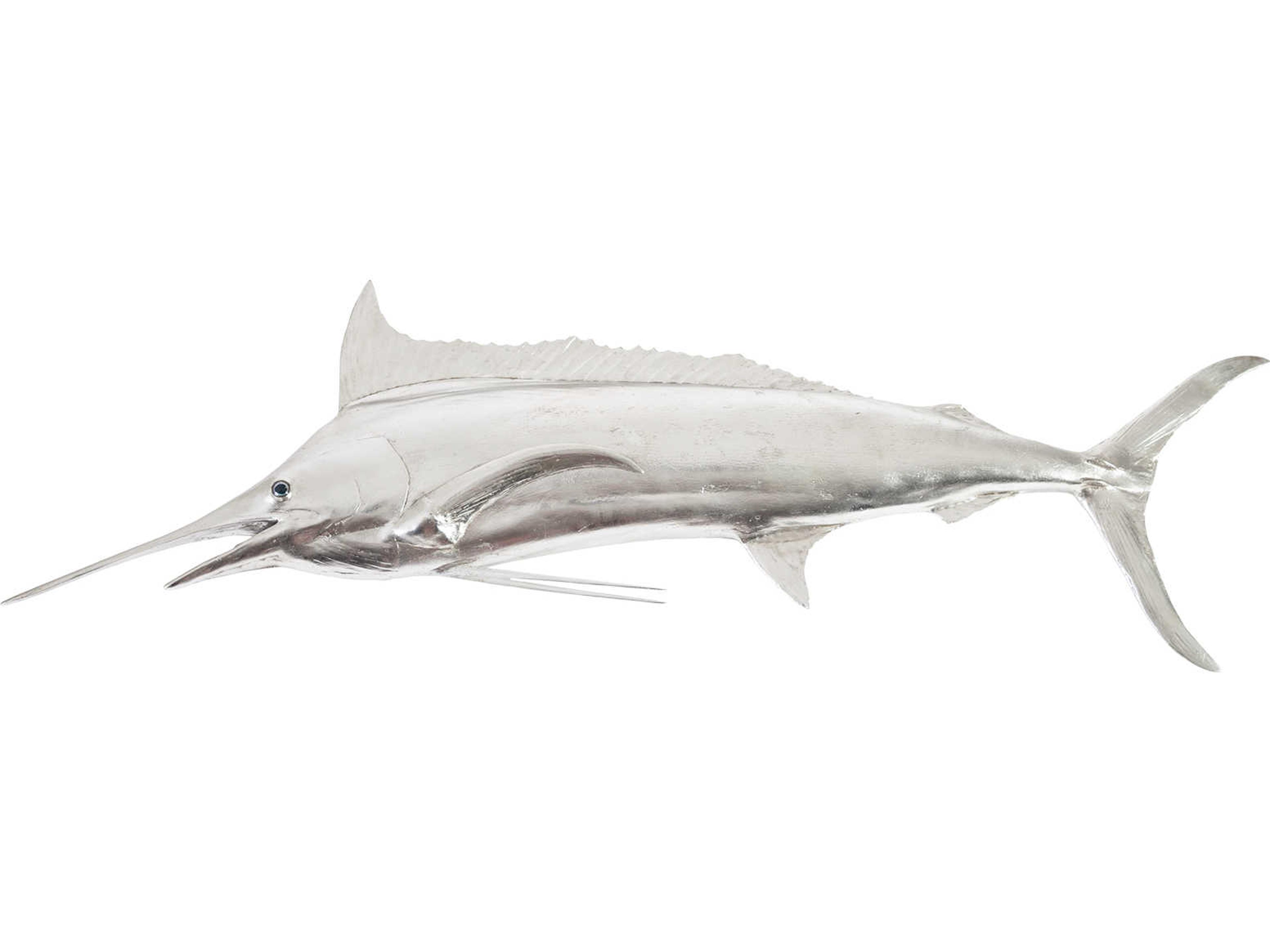 Blue Marlin Fish Wall Sculpture Silver Leaf Finish