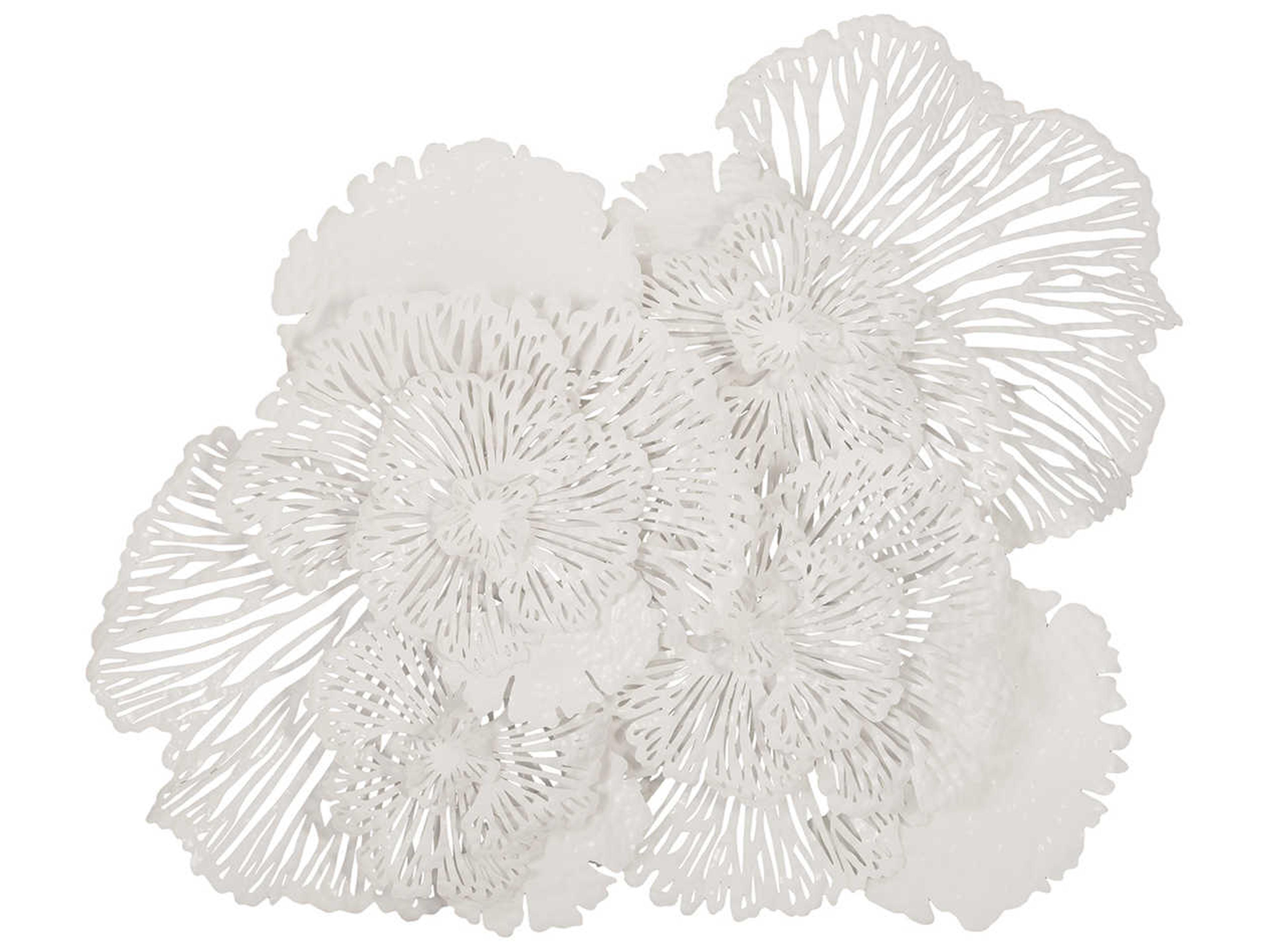 Flower Wall Art Large White Metal
