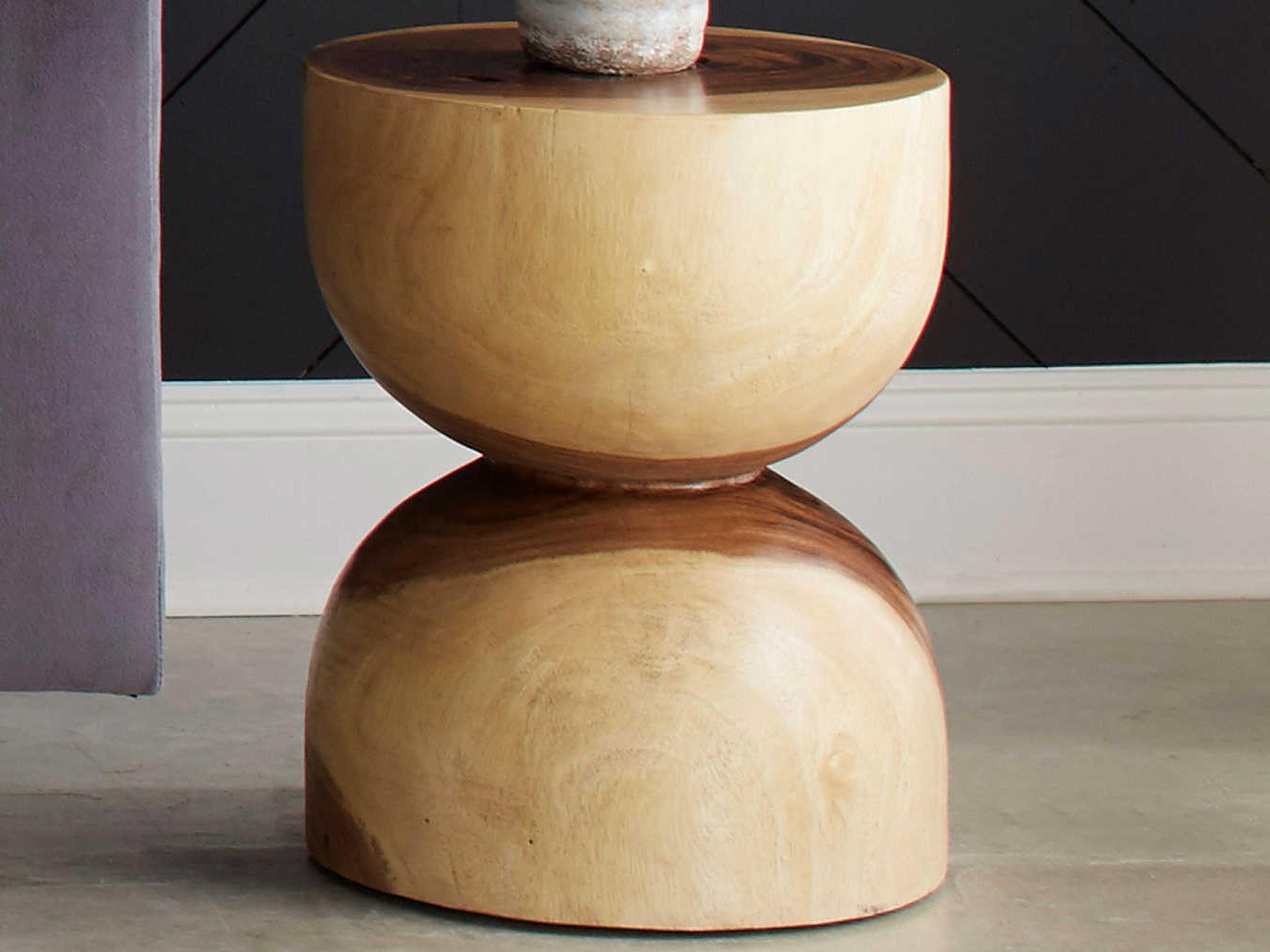 Phillips Collection Hourglass Round Wood Brown End Table