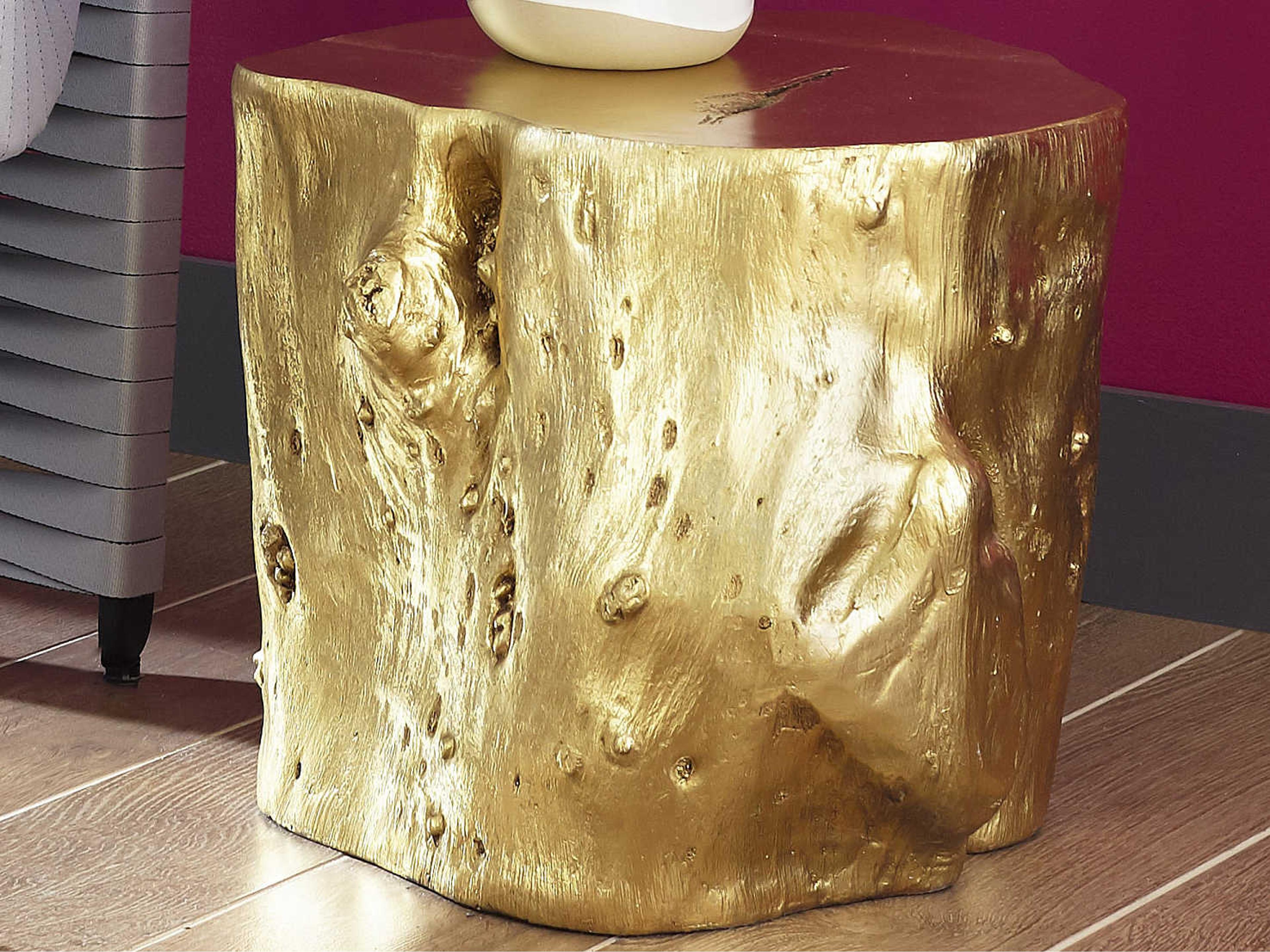 Luxecor Log Gold Leaf Accent Stool