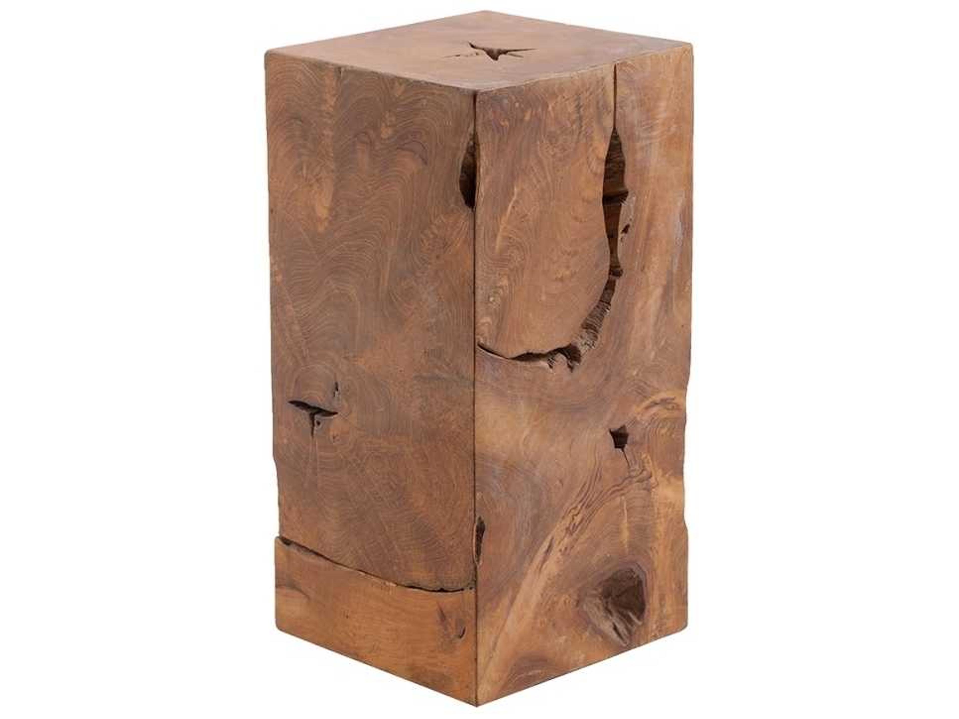 Square Wood Natural Brown End Table