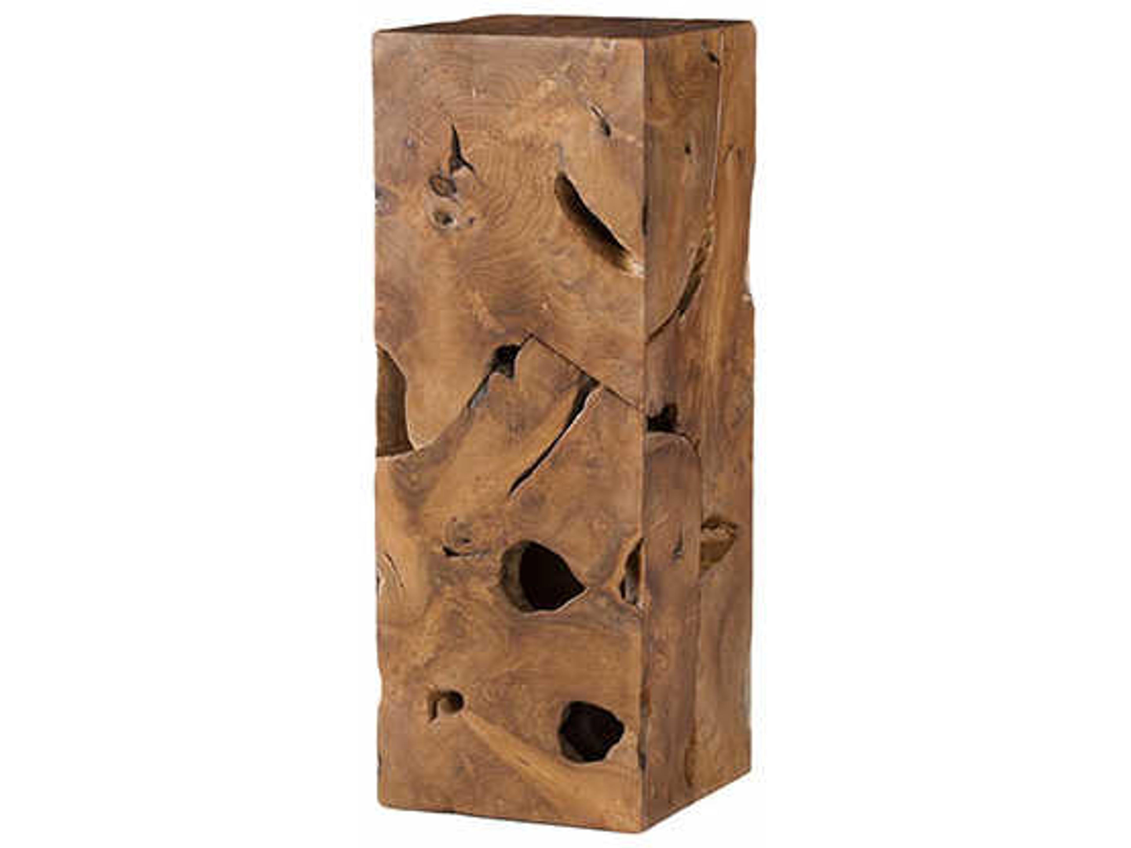 Square Wood Natural Brown End Table