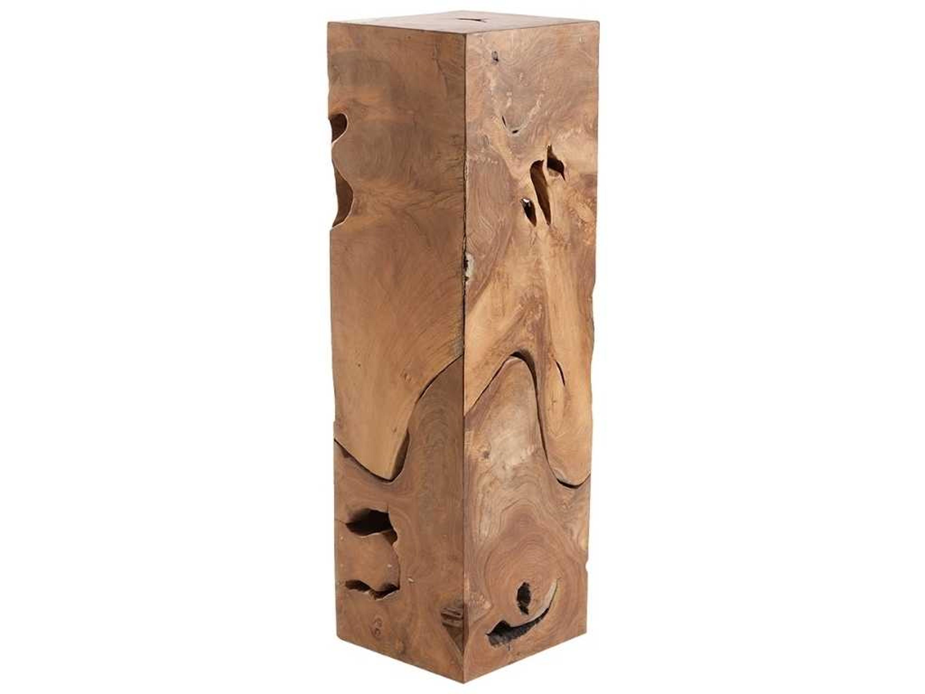 Square Wood Pedestal Table Natural Brown