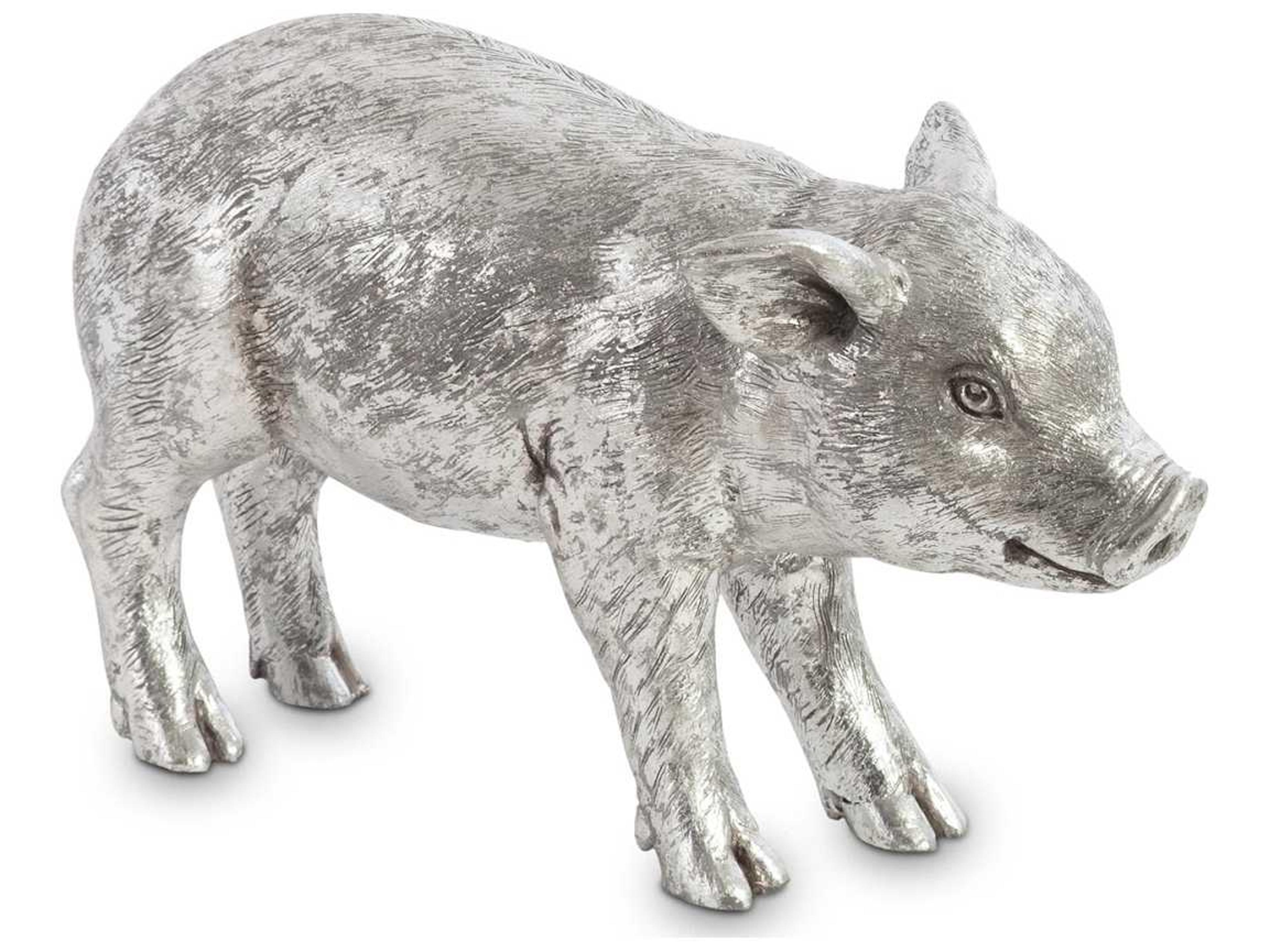 Silver Leaf Standing Piglet Sculpture