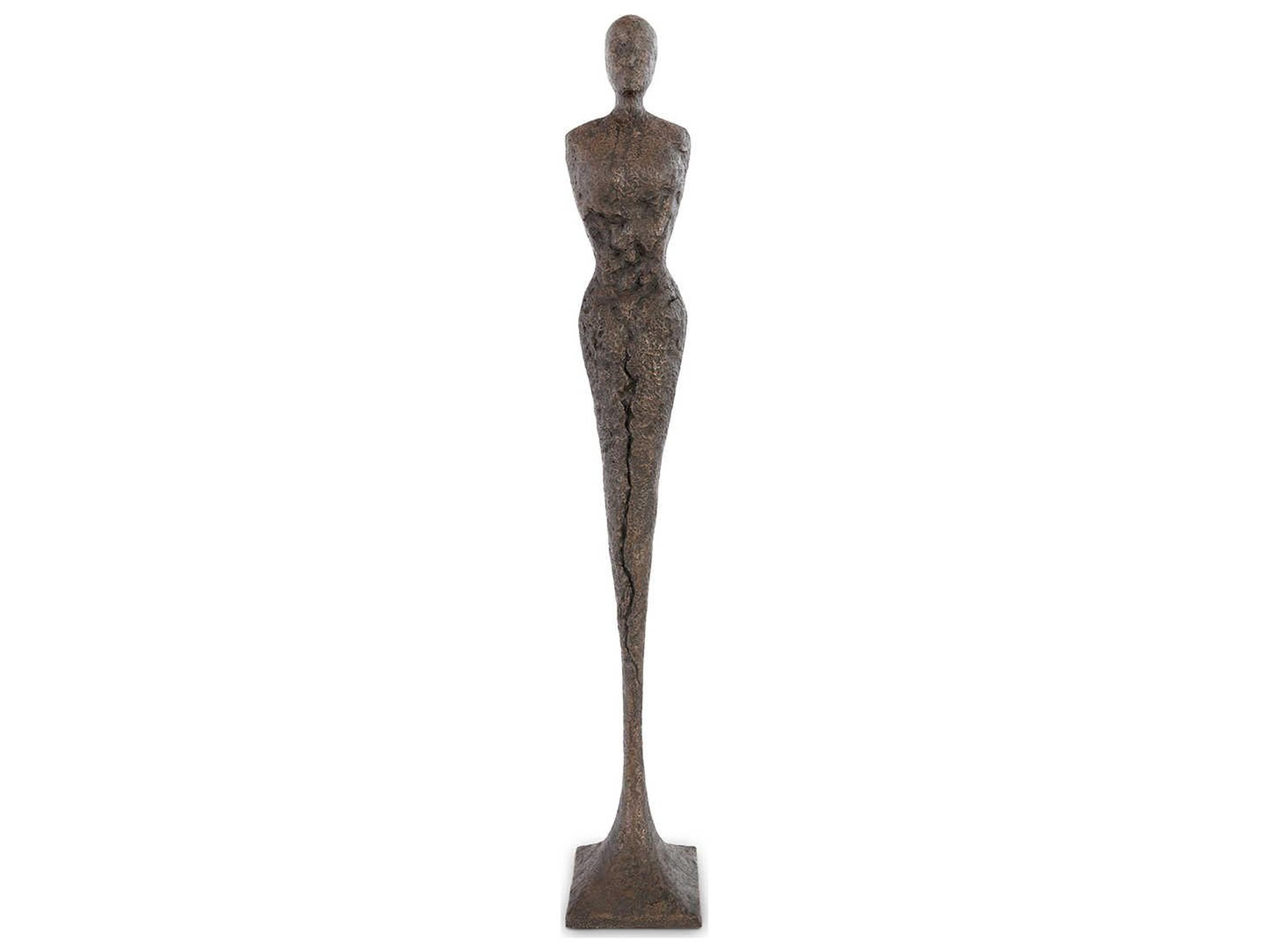 Tall Chiseled Figure Female Sculpture in Bronze