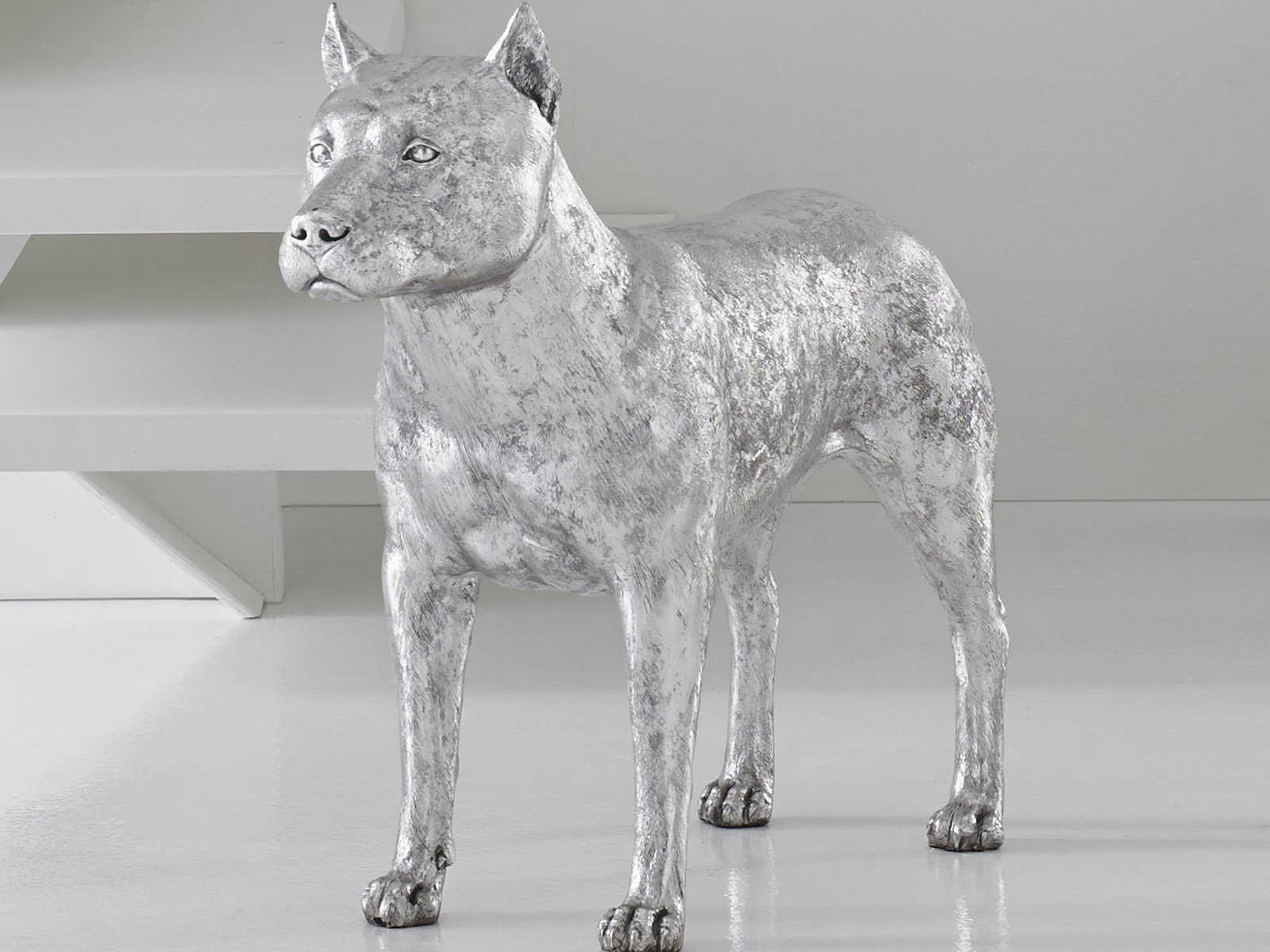 Phillips Collection Silver Leaf Pit Bull Sculpture