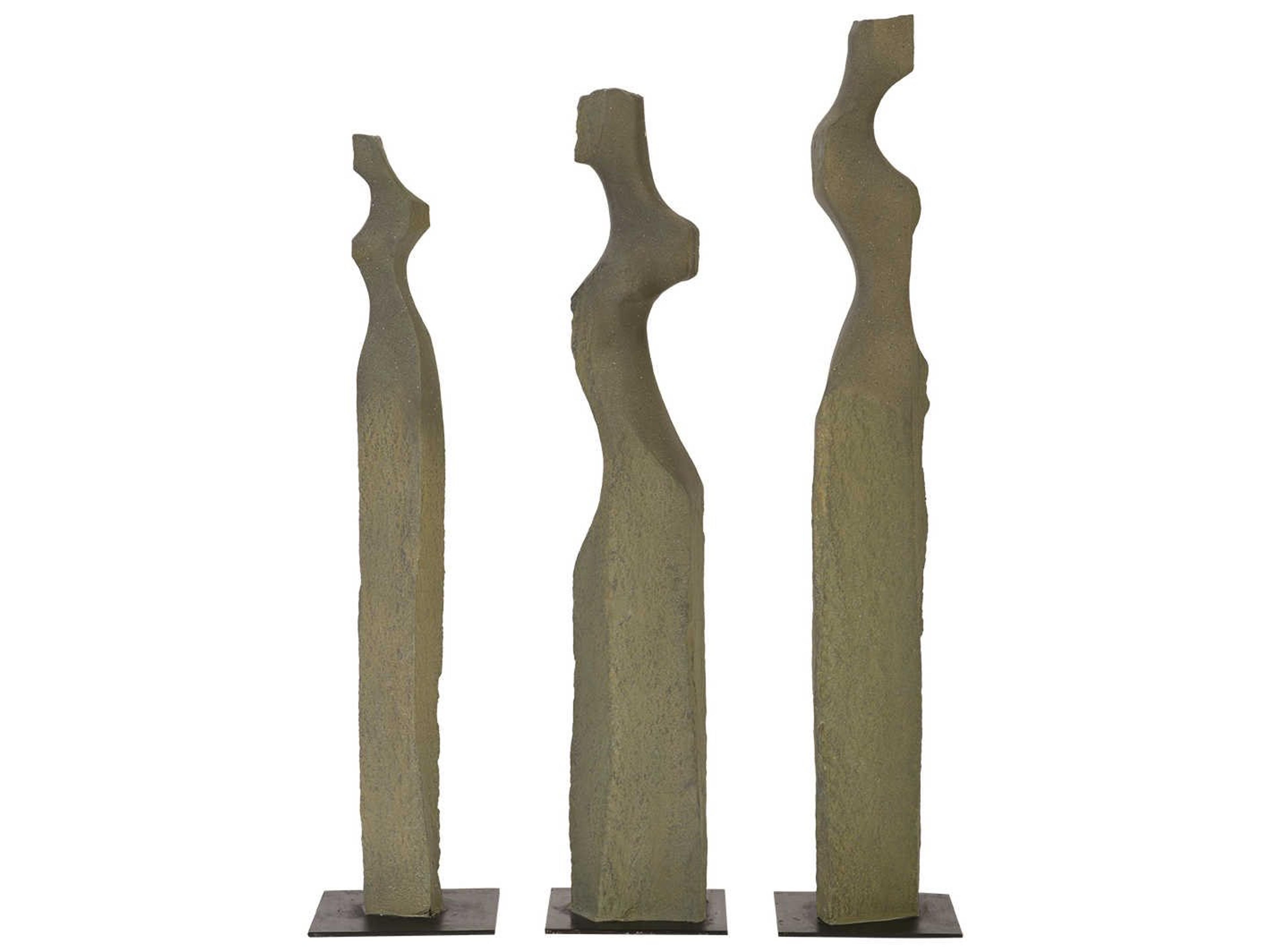 Cast Women Sculptures Set of 3 Abstract Forms