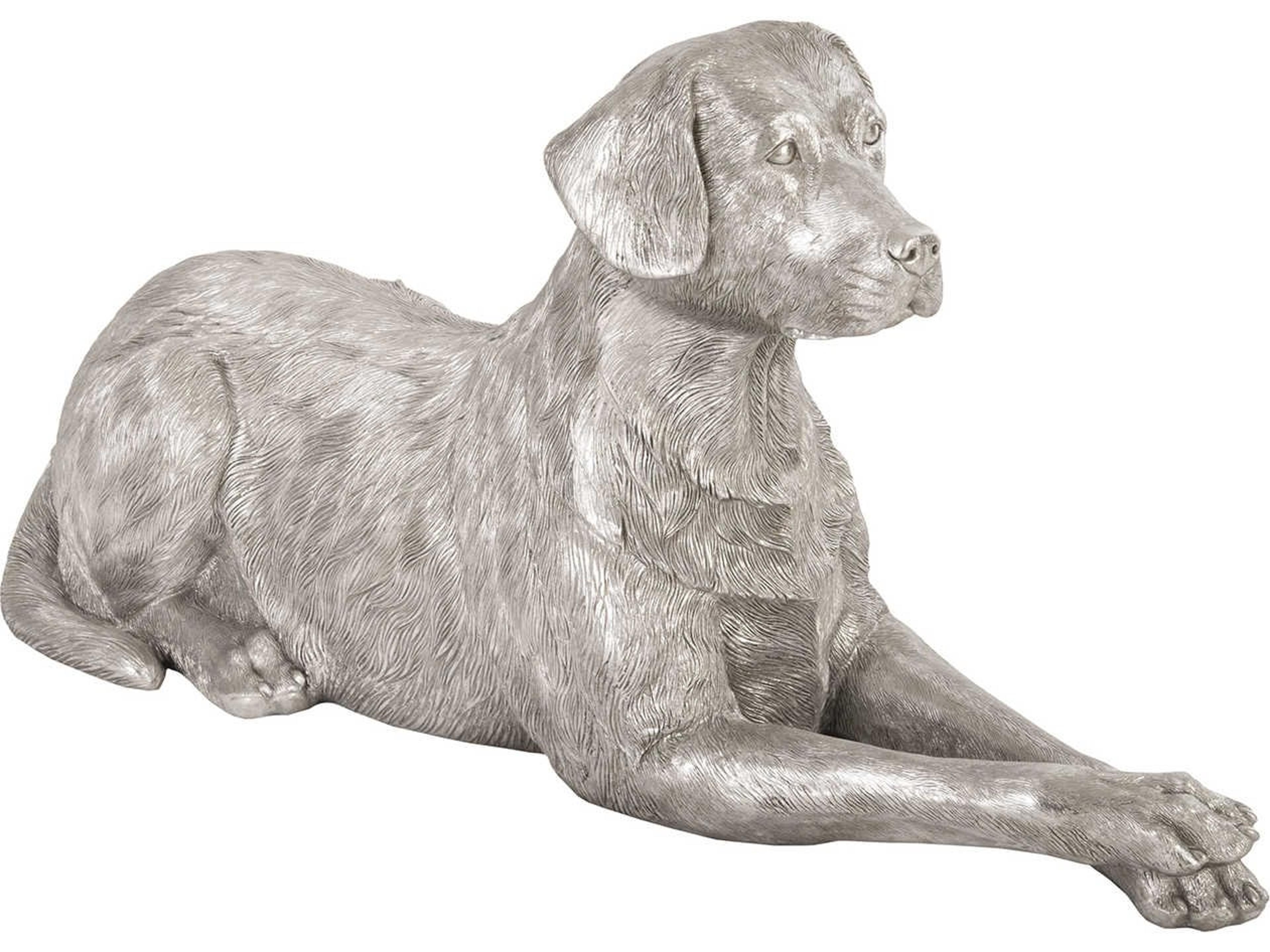 Silver Leaf Laying Labrador Sculpture