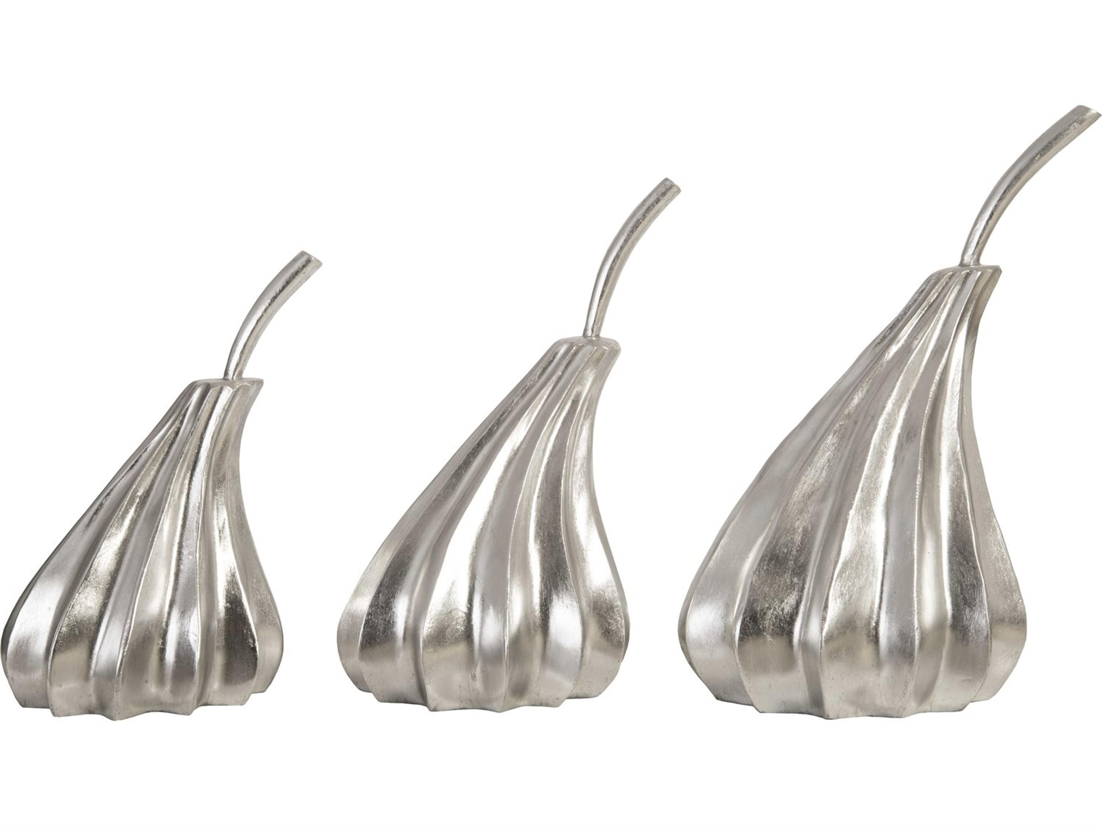 Hand-Dipped Pears Sculpture Set Silver Leaf