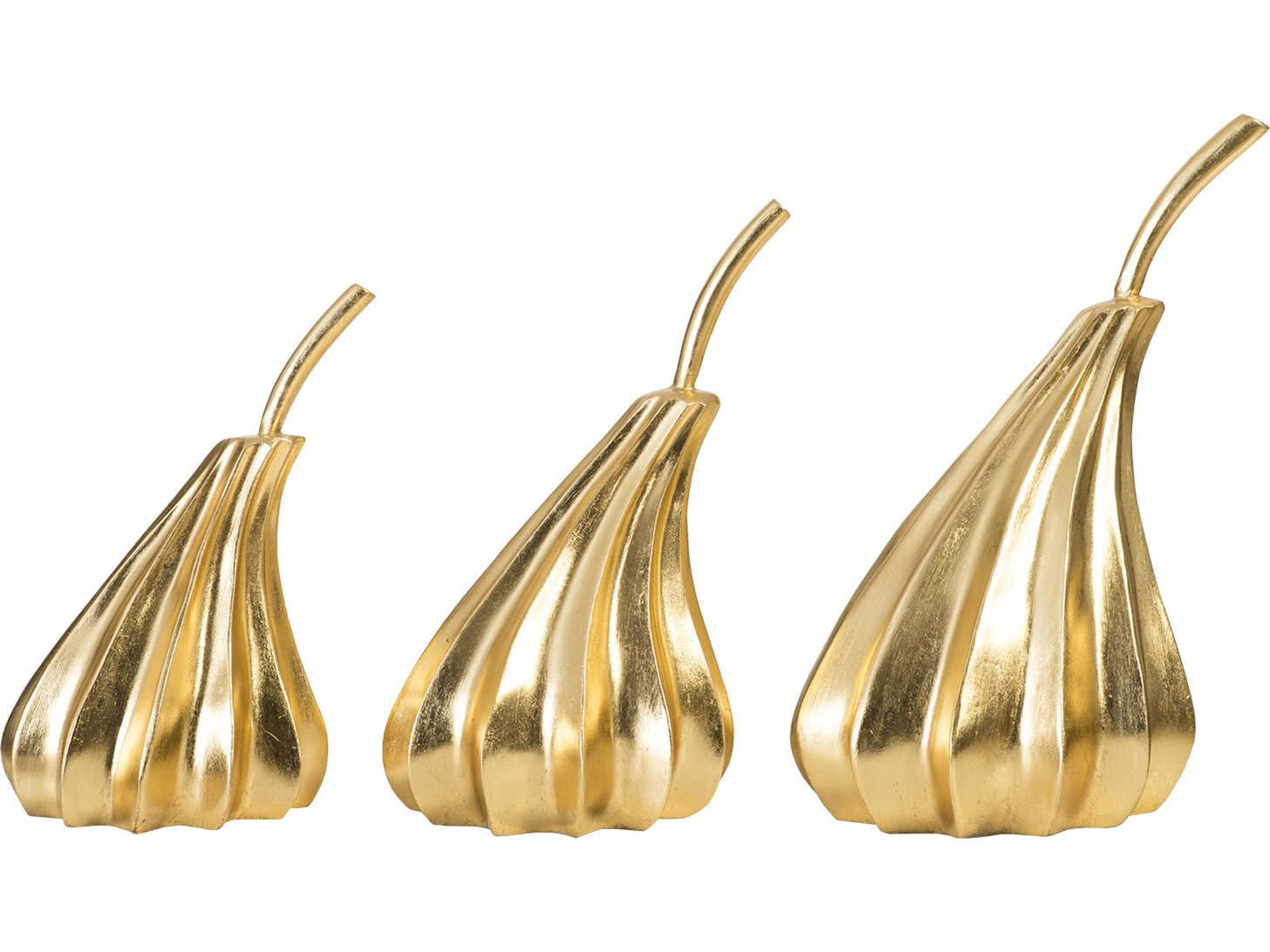 Gold Leaf Hand Dipped Pears Sculpture Set of 3