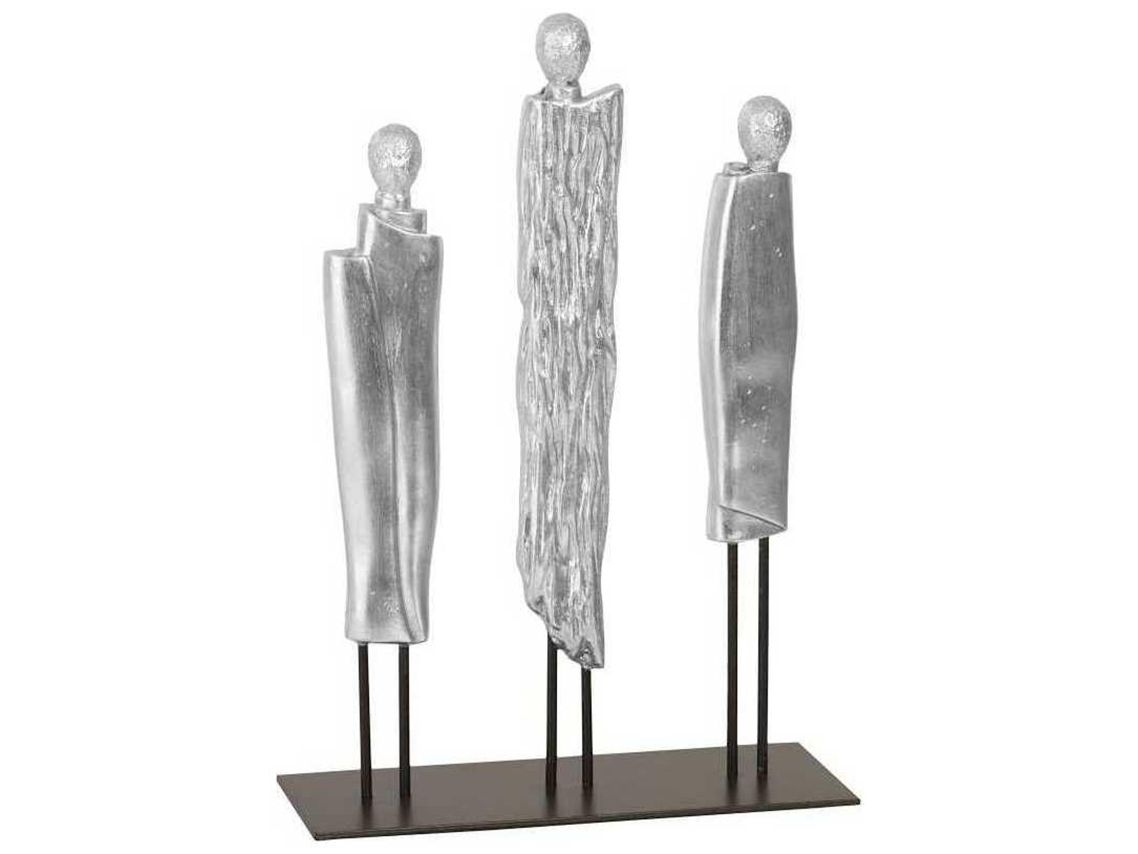 Silver Robed Monk Trio Sculpture