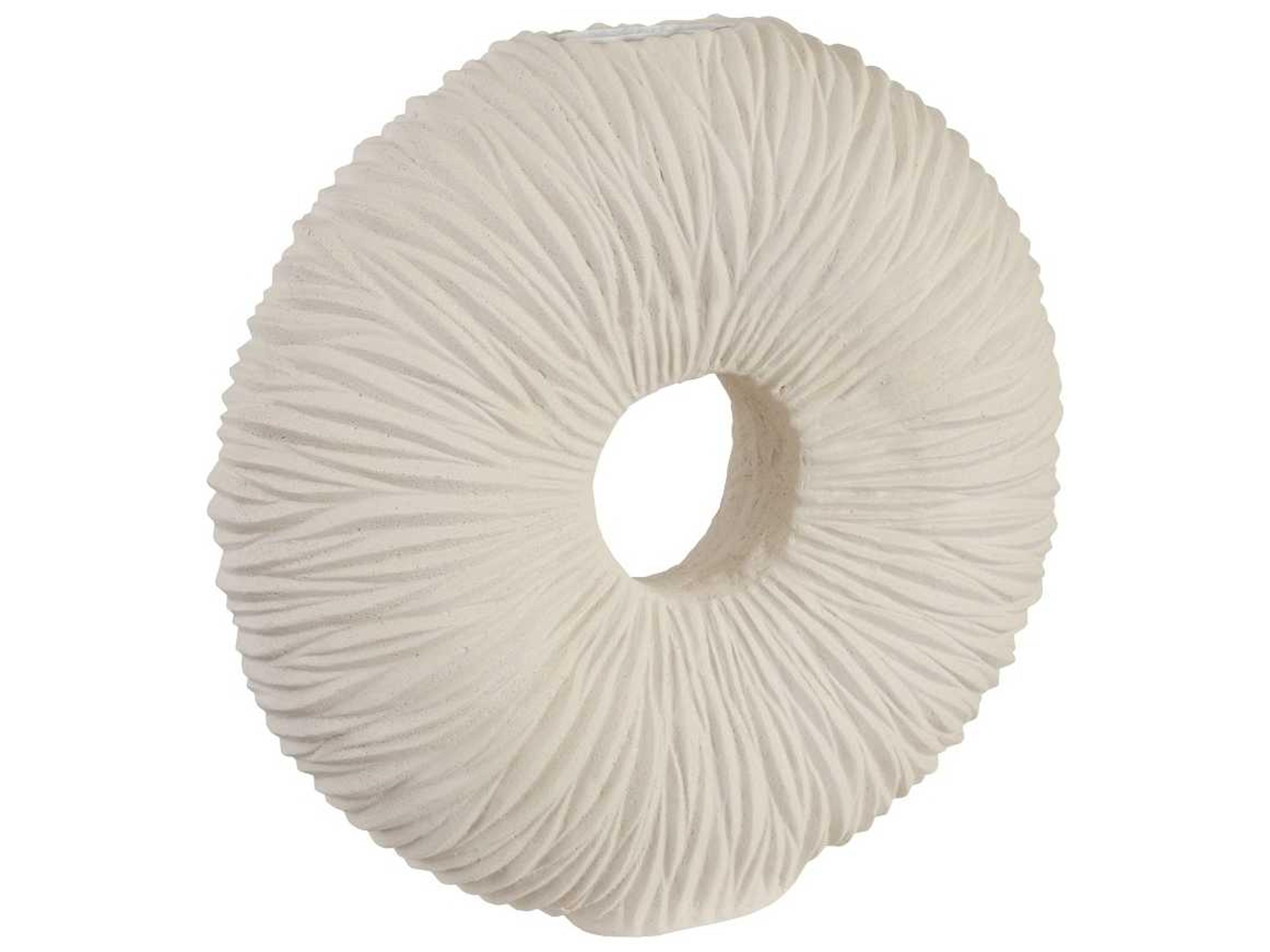 Stone Cast / Off White 20" Waves Circle Vase
