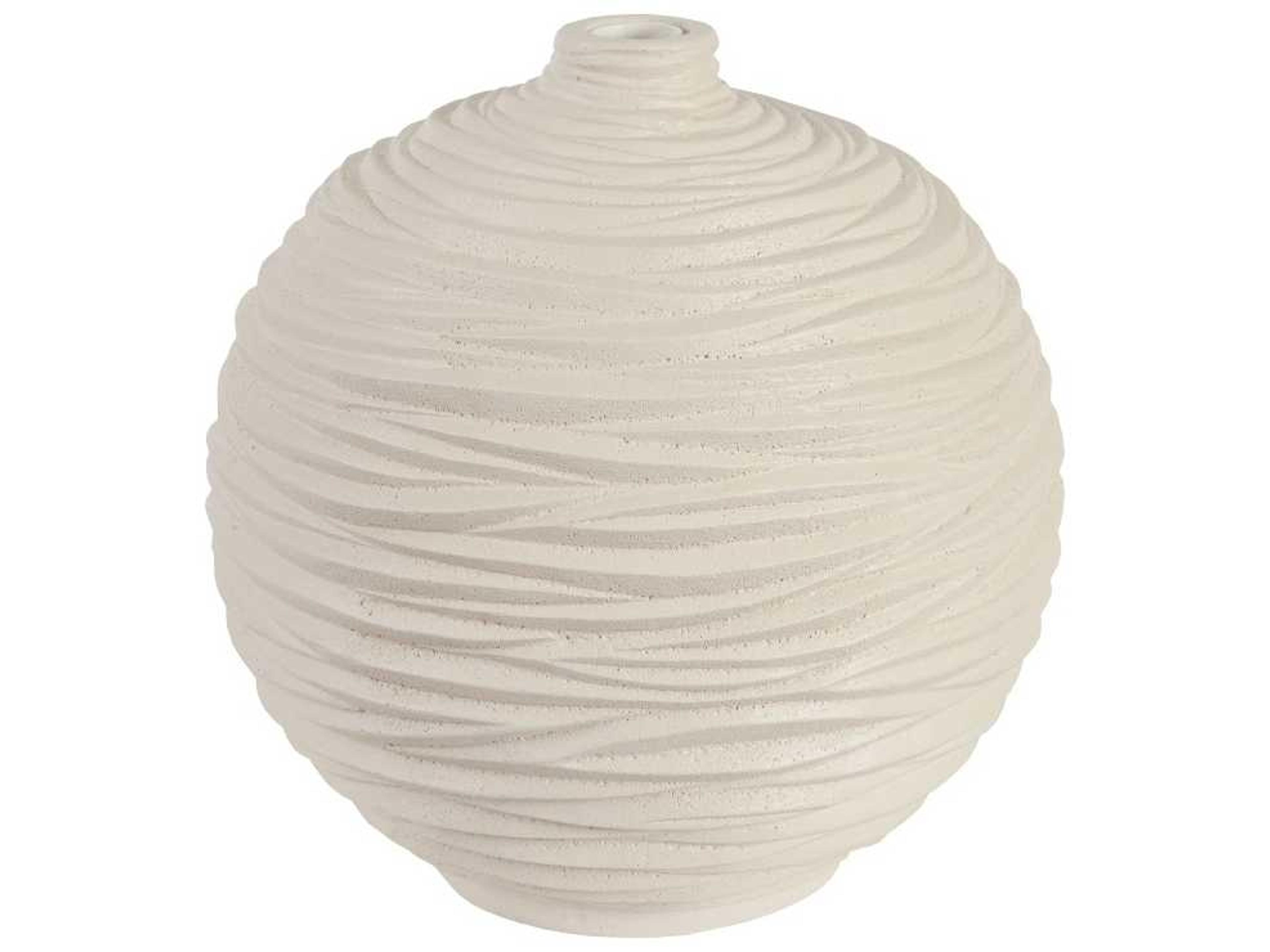 Stone Cast / Off White Waves Sphere Vase