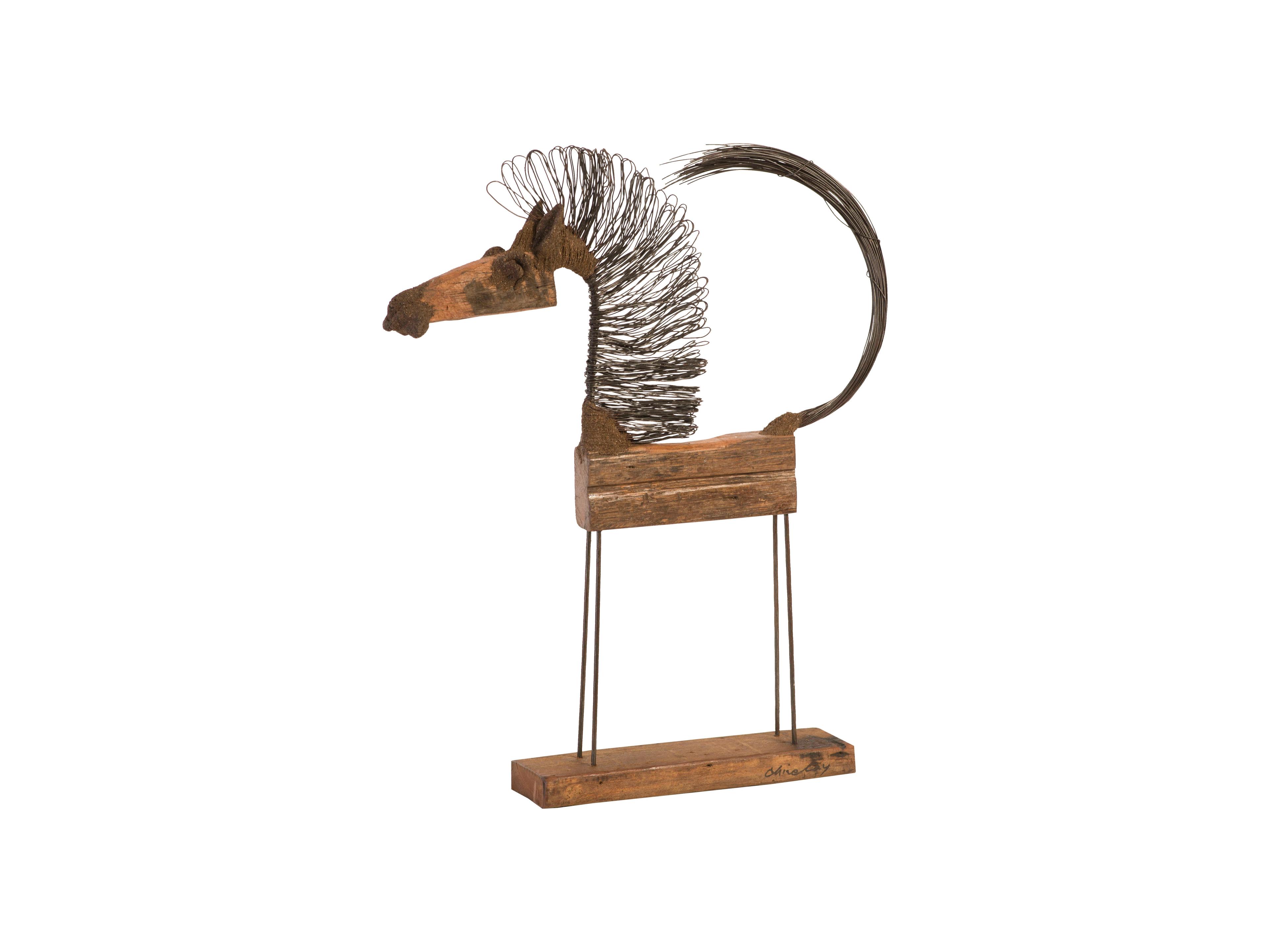 Wire Horse Brown Black Sculpture