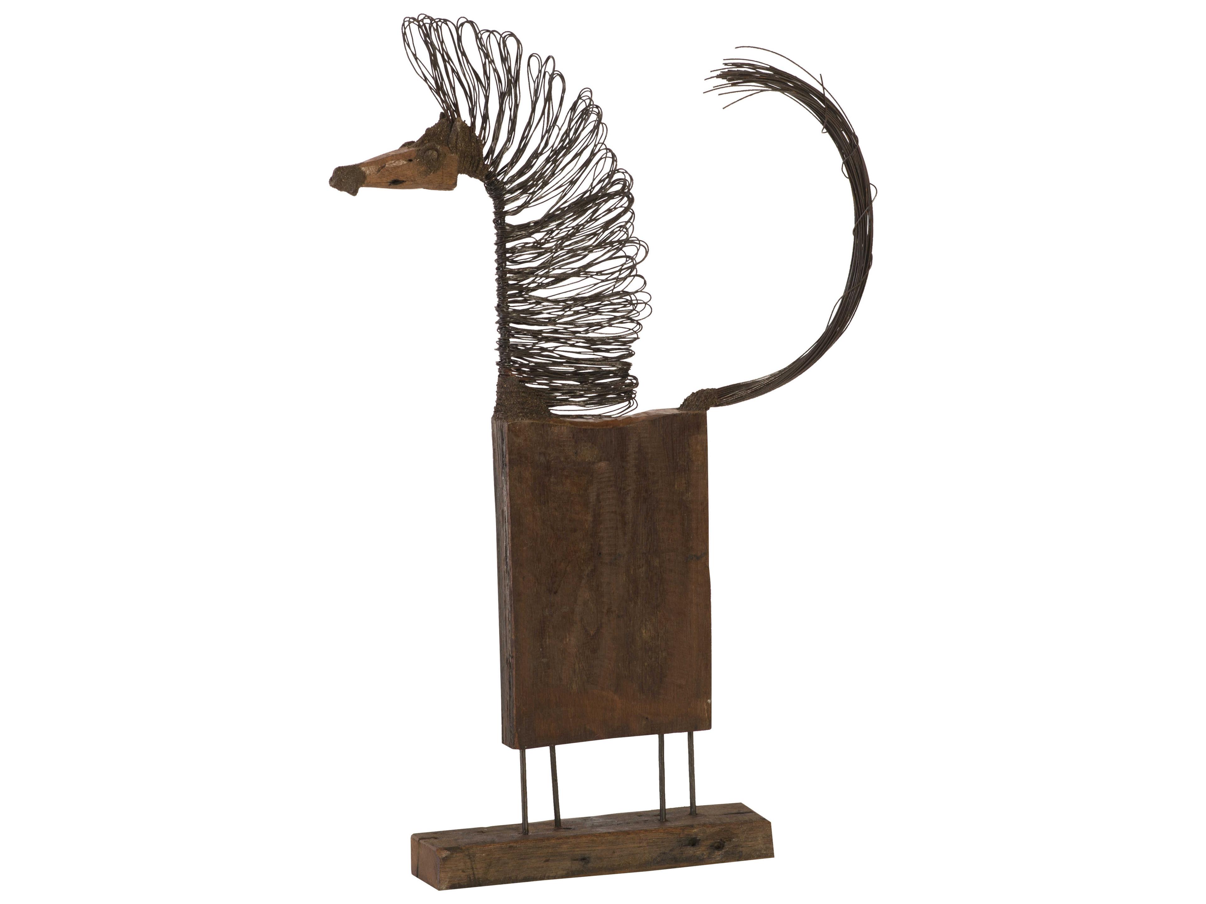 Wire Horse Black Brown Sculpture