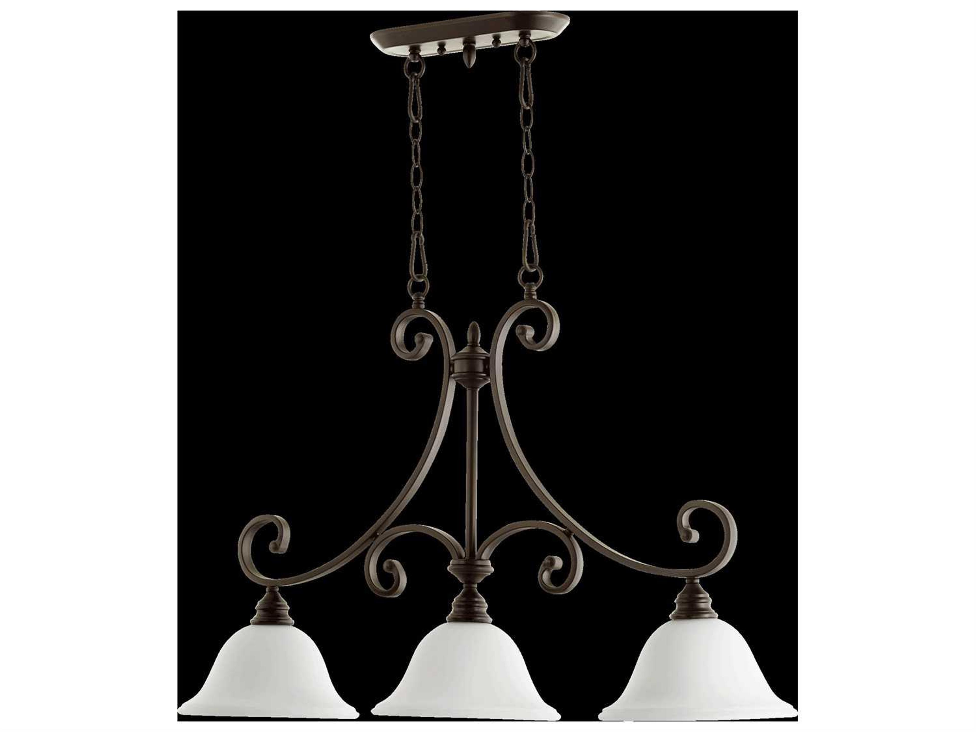 Bryant 3-Light Oiled Bronze With Satin Opal Glass Bowl Island Pendant