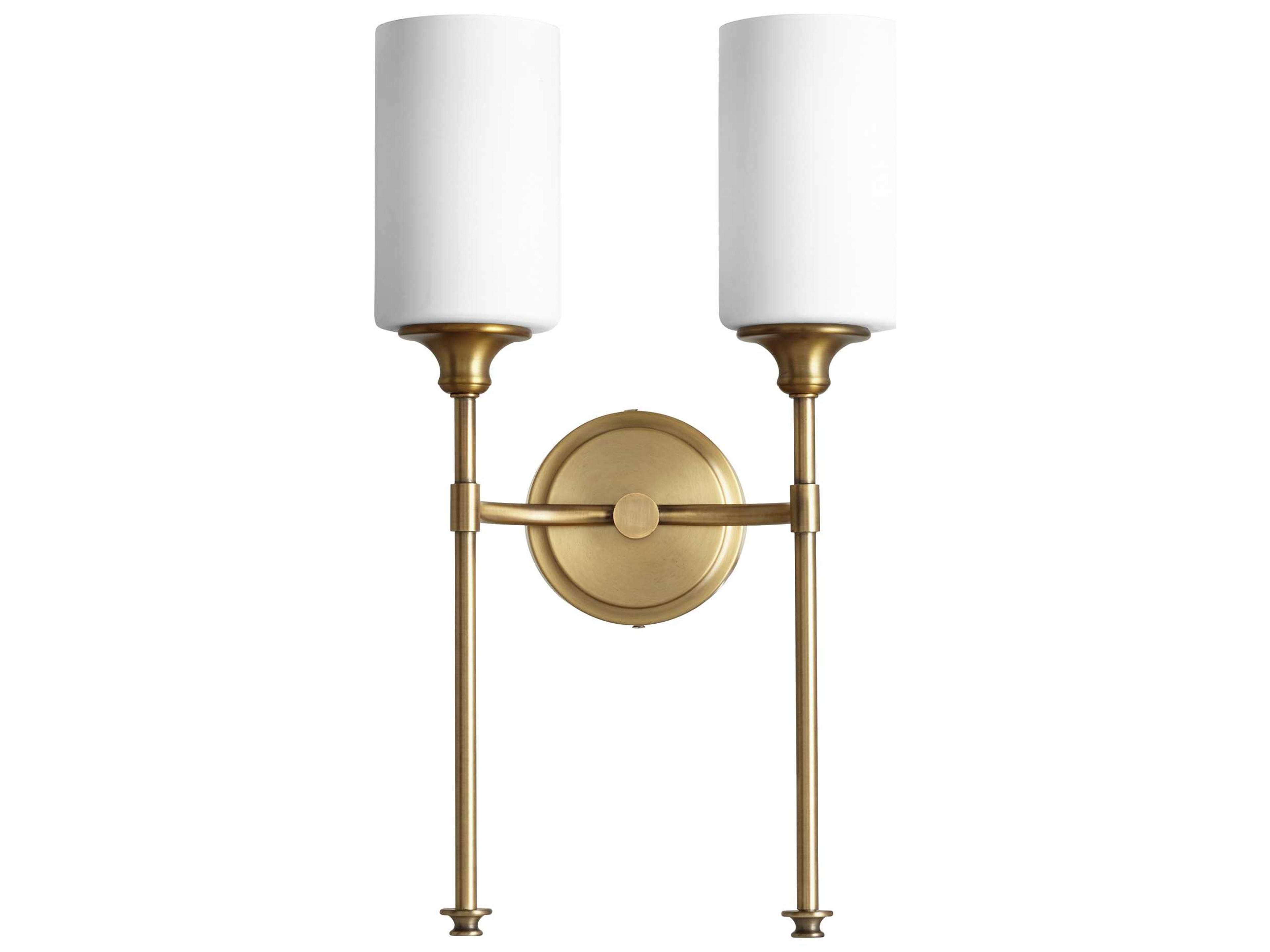 Celeste 2-Light Aged Brass Glass Wall Sconce
