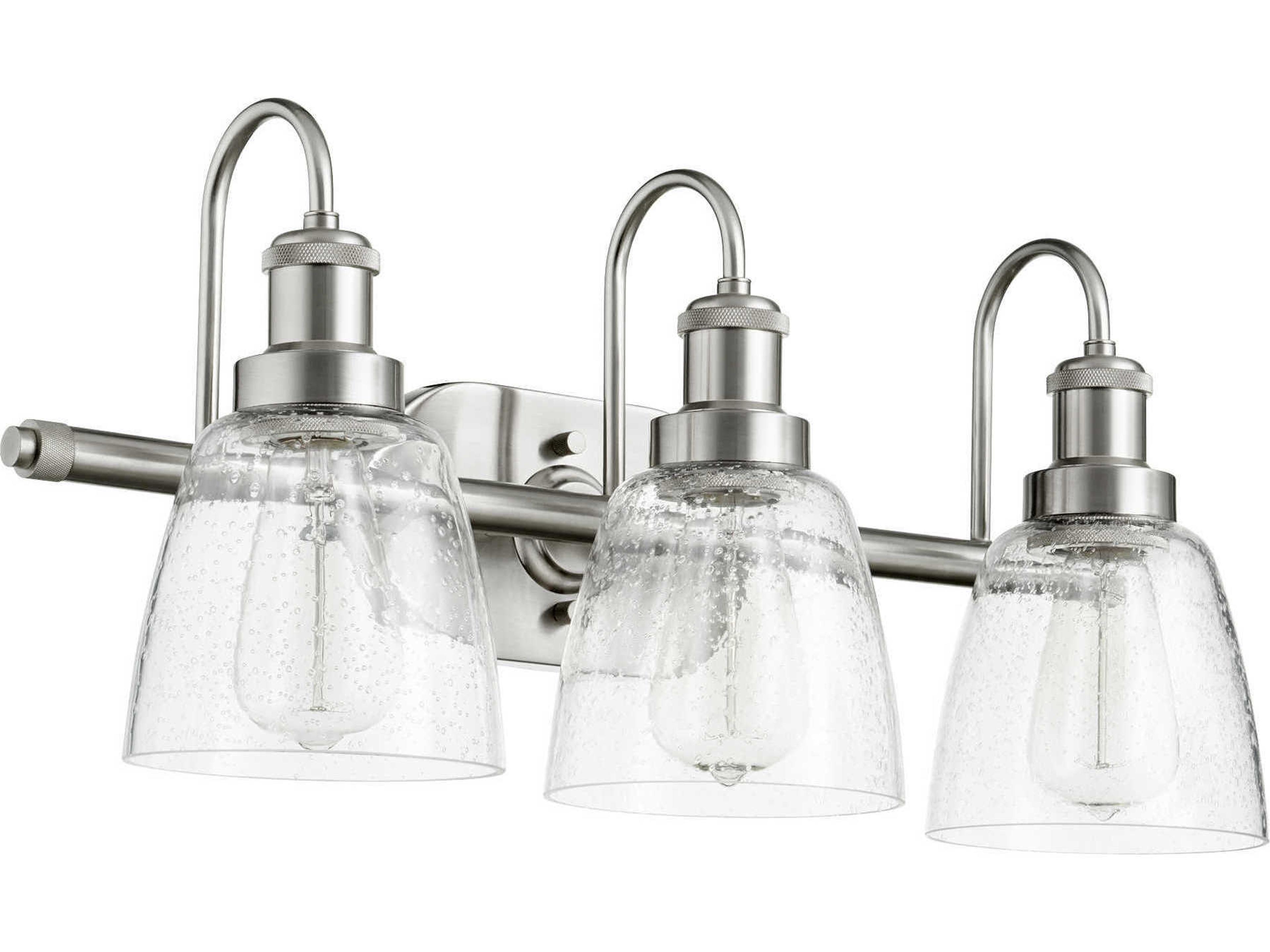Clear 3-Light Satin Nickel Glass Vanity Light