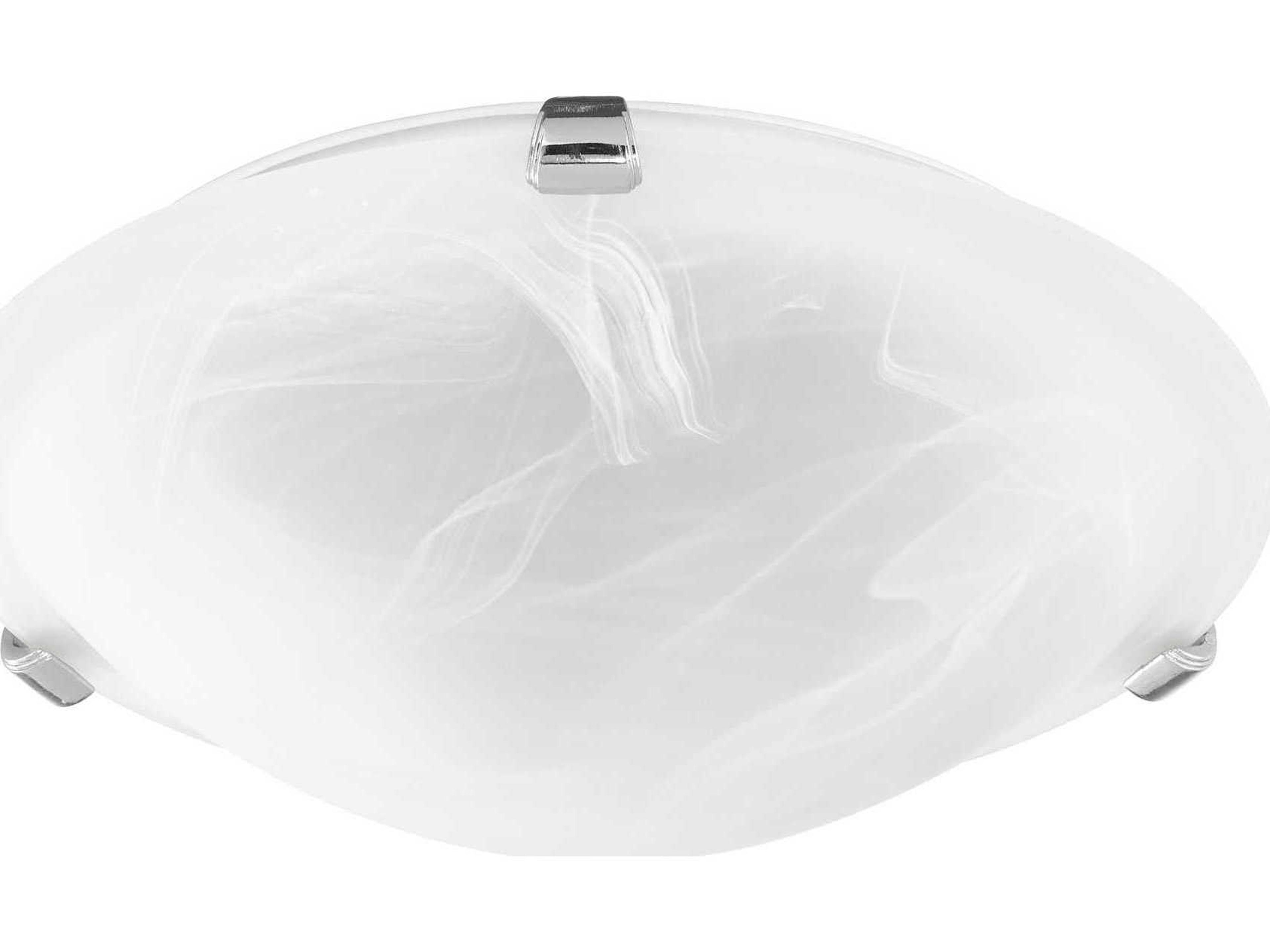 Faux 2-Light Polished Nickel Glass Bowl Flush Mount
