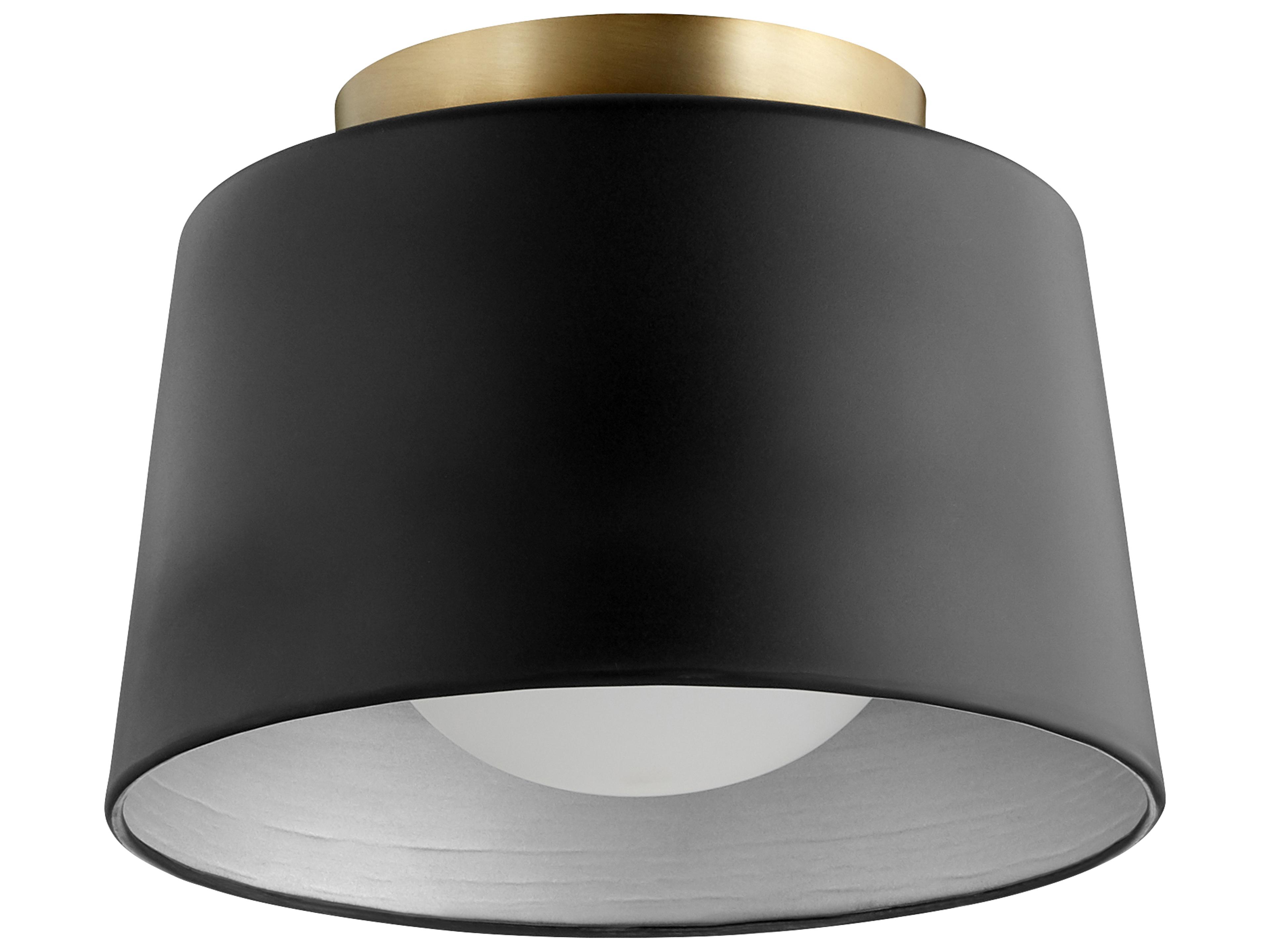 1-Light Noir Black Glass Drum Flush Mount