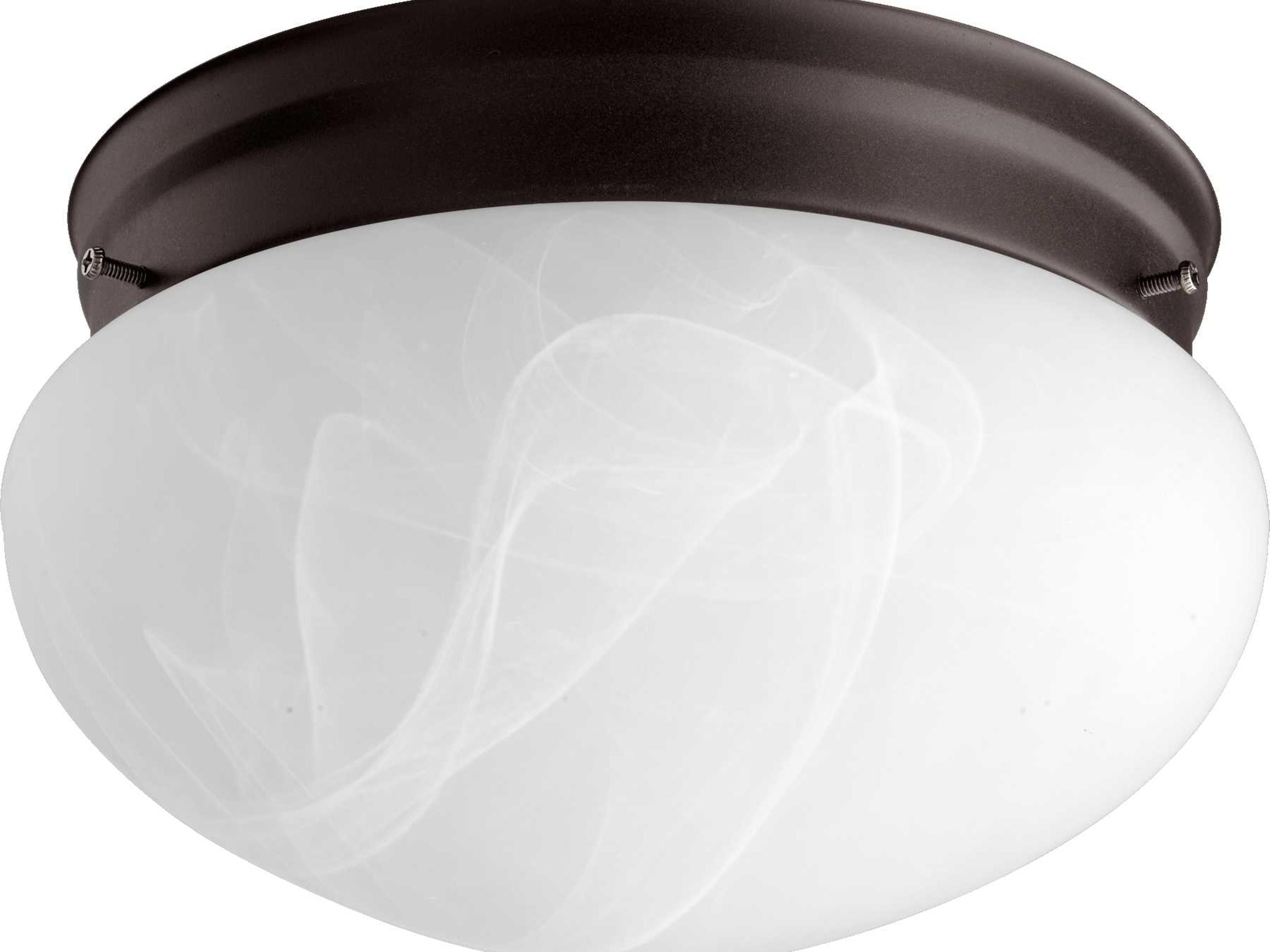 2-Light Oiled Bronze Glass Bowl Flush Mount