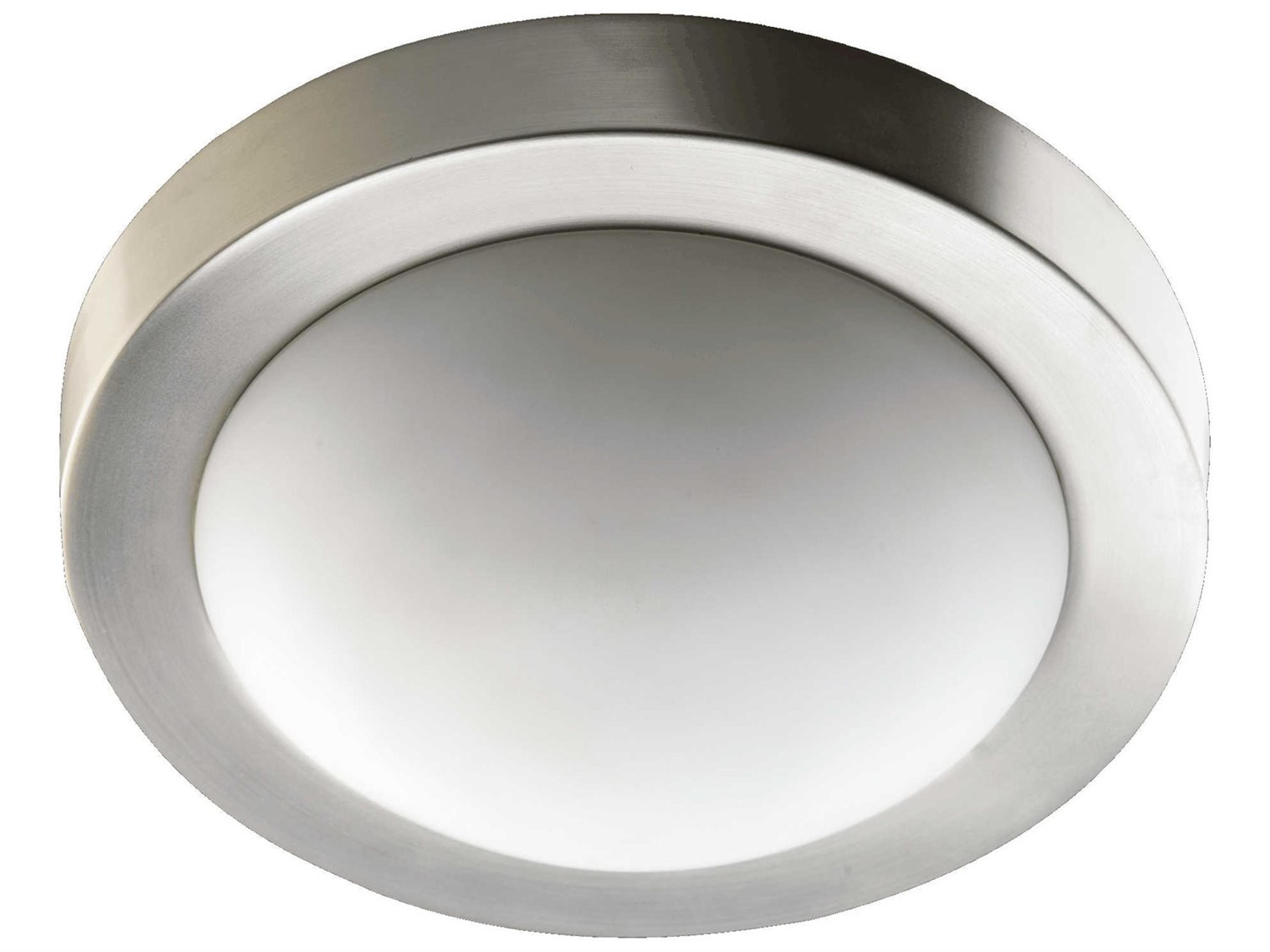 1-Light Satin Nickel Glass Bowl Flush Mount