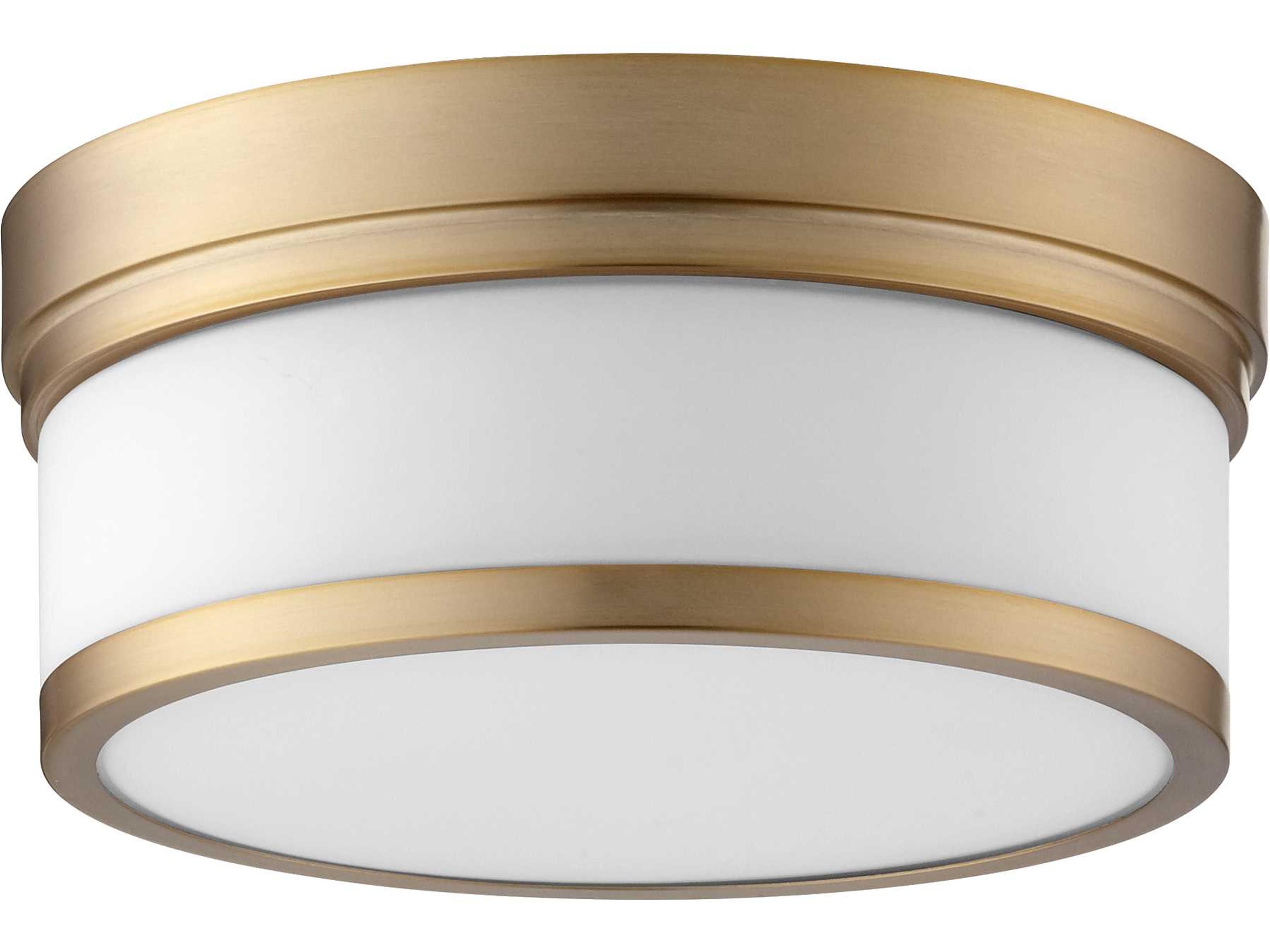 Celeste 2-Light Aged Brass Glass Drum Flush Mount