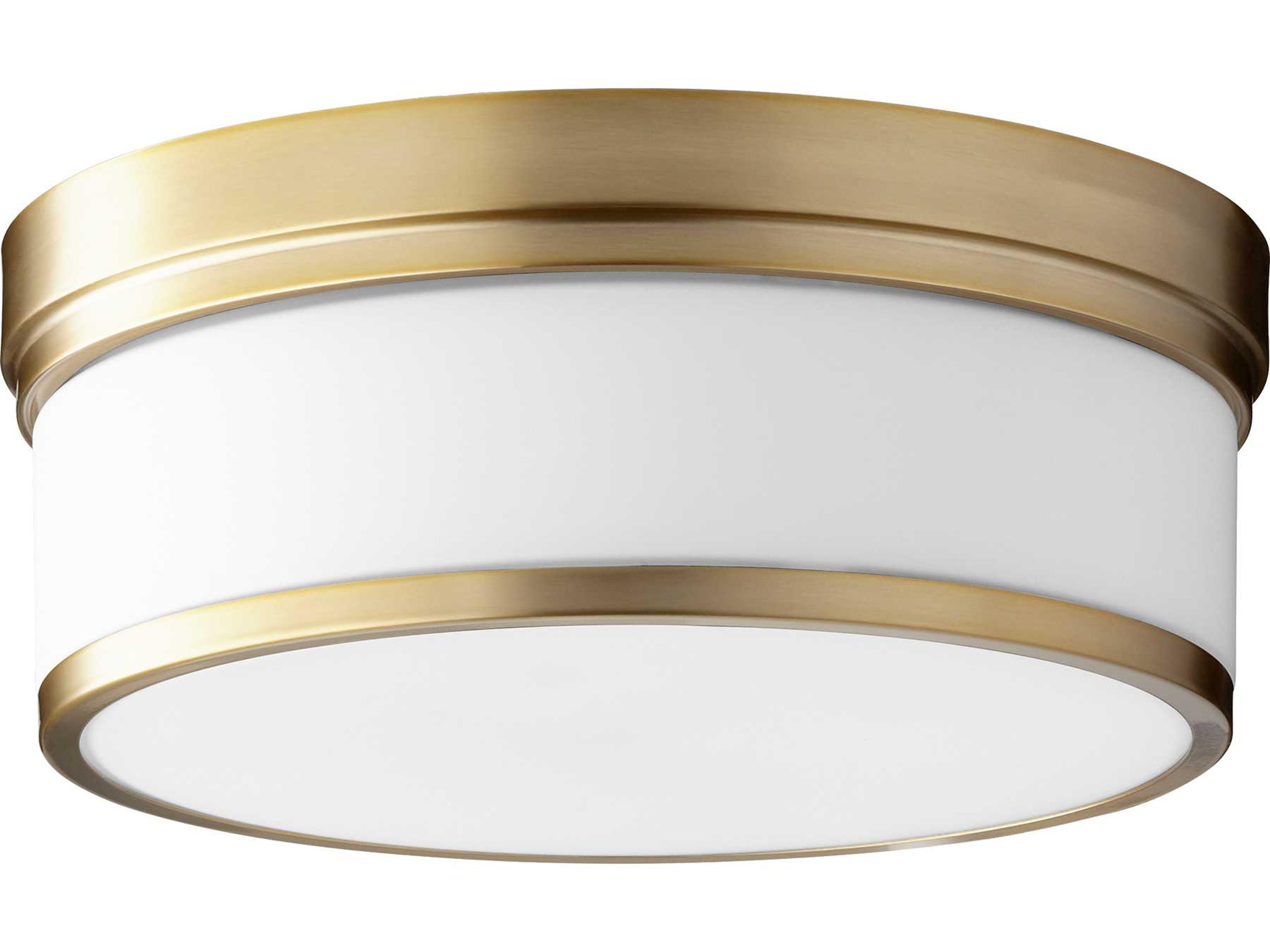 Celeste 3-Light Aged Brass Glass Drum Flush Mount
