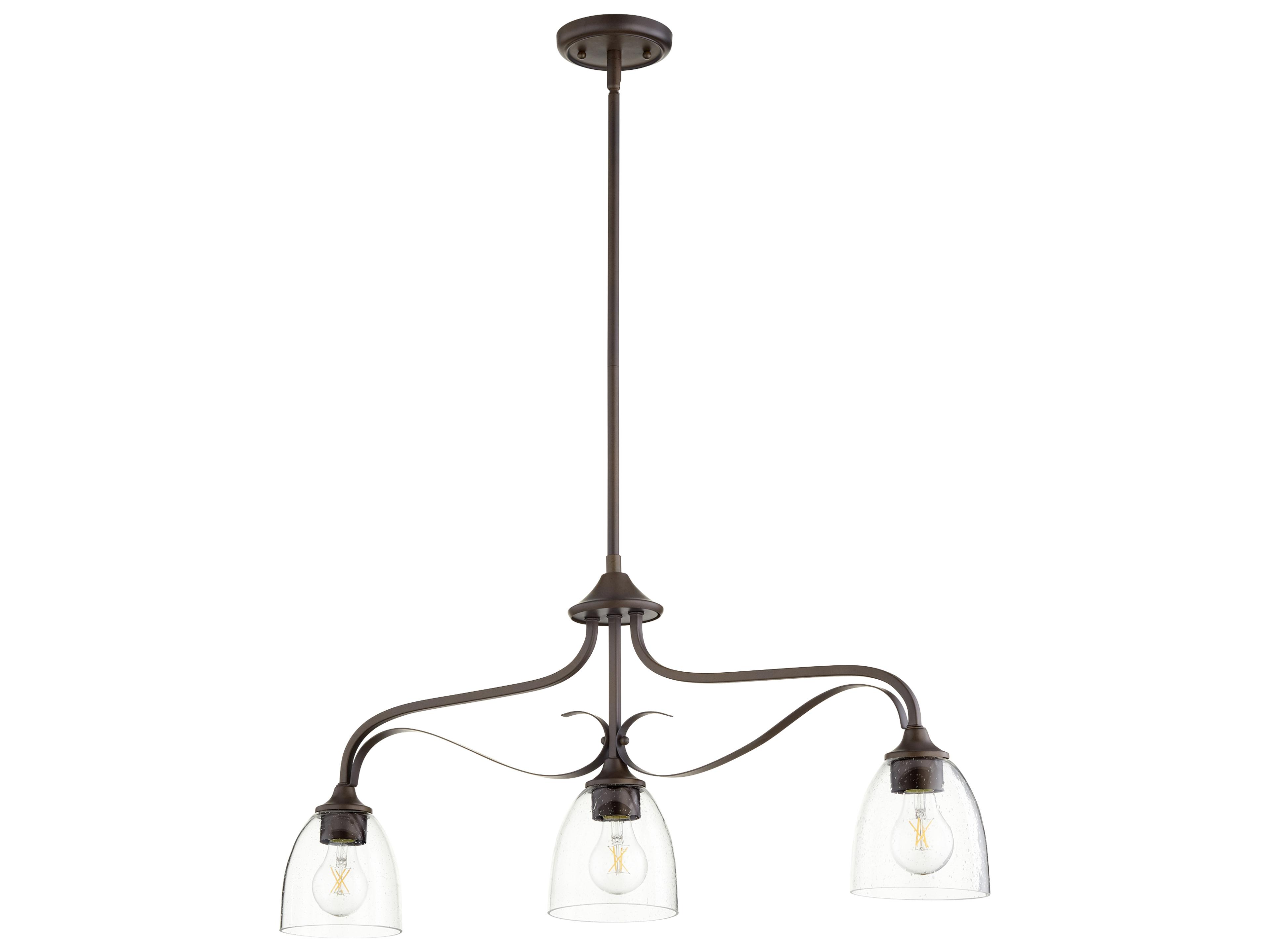 Jardin 3-Light Oiled Bronze With Clear seeded Glass Bell Island Pendant