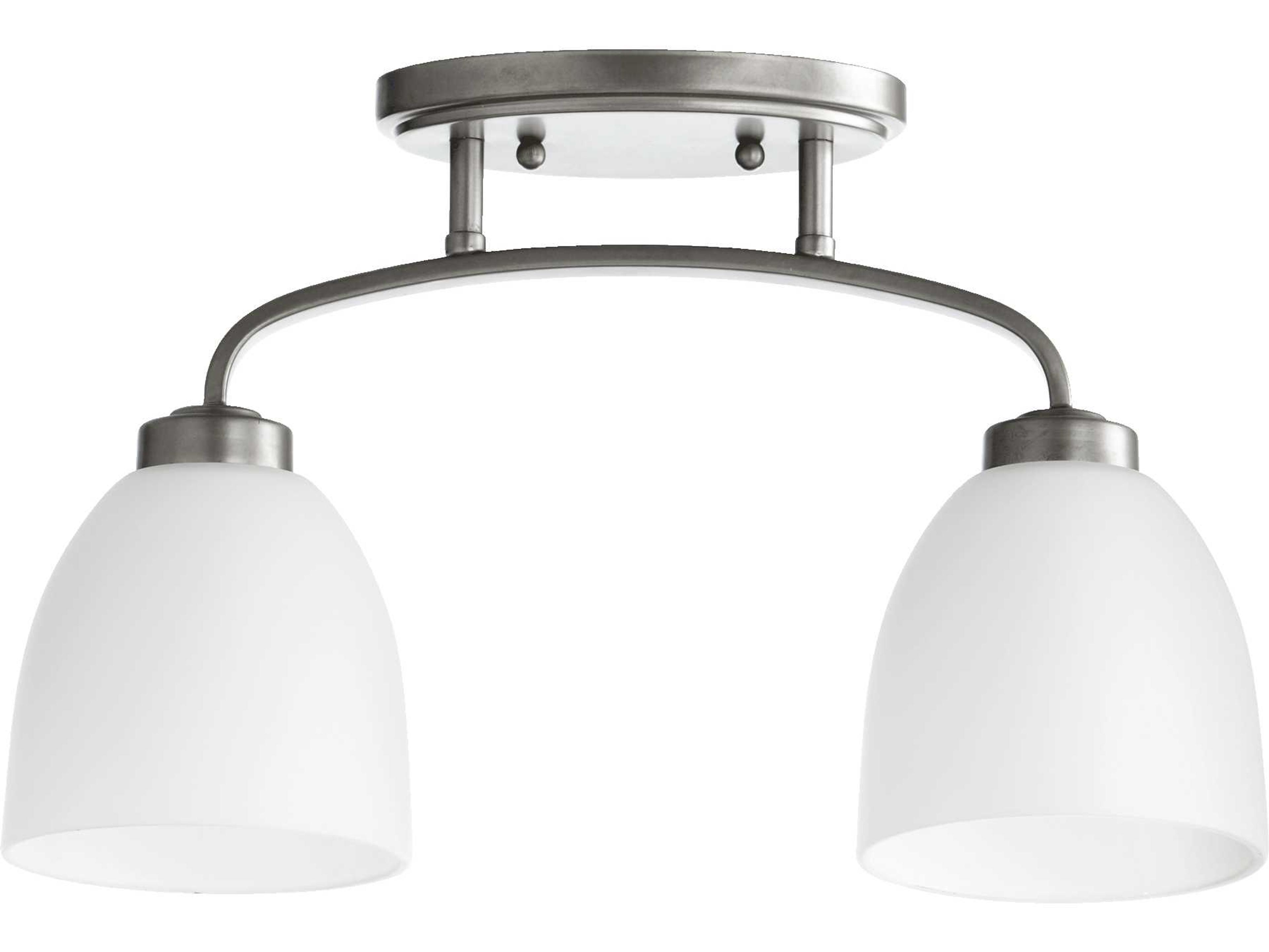 Reyes 2-Light Classic Nickel Glass Bell Semi Flush Mount