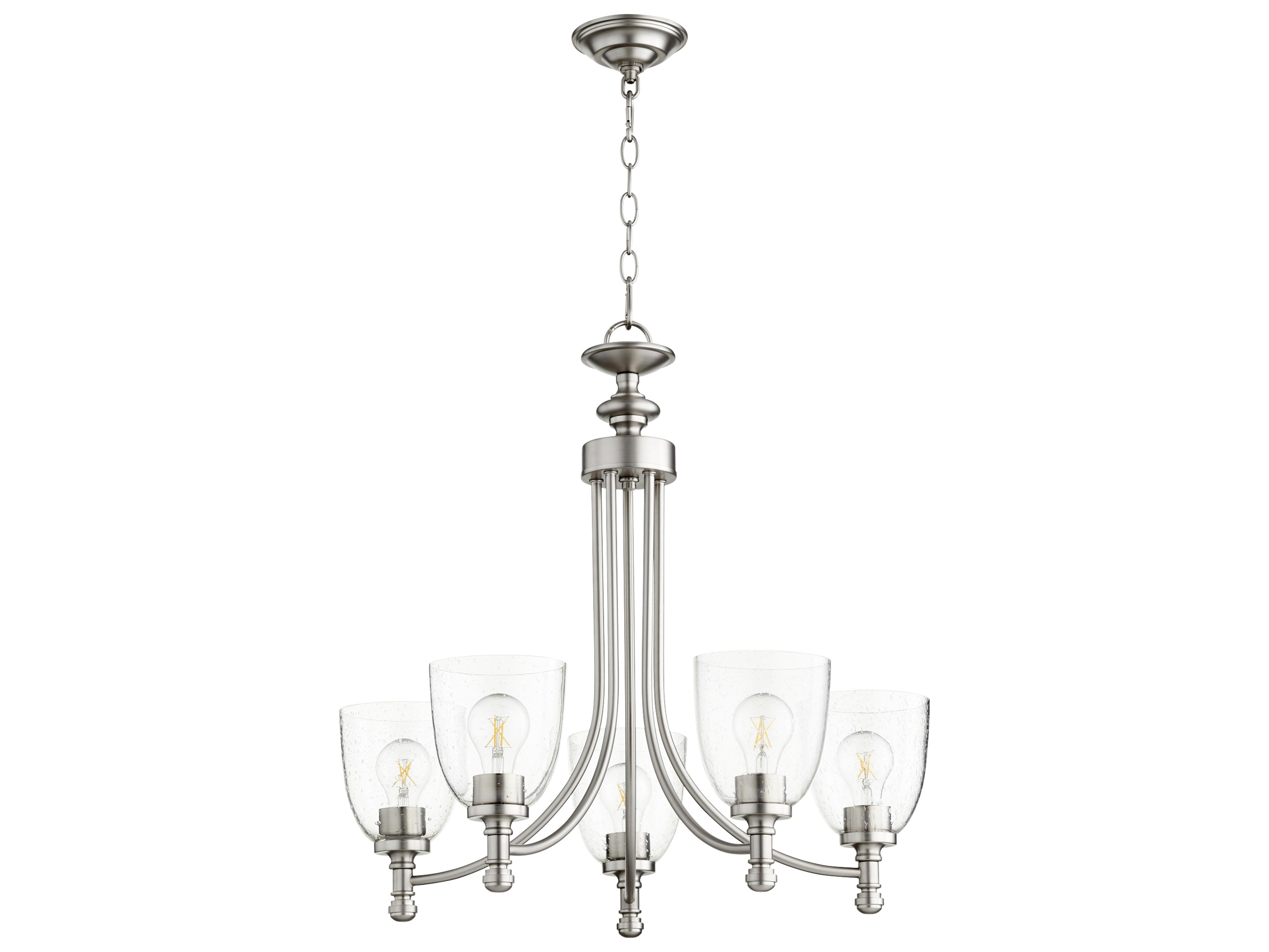 Rossington 5-Light Satin Nickel With Clear seeded Glass Chandelier