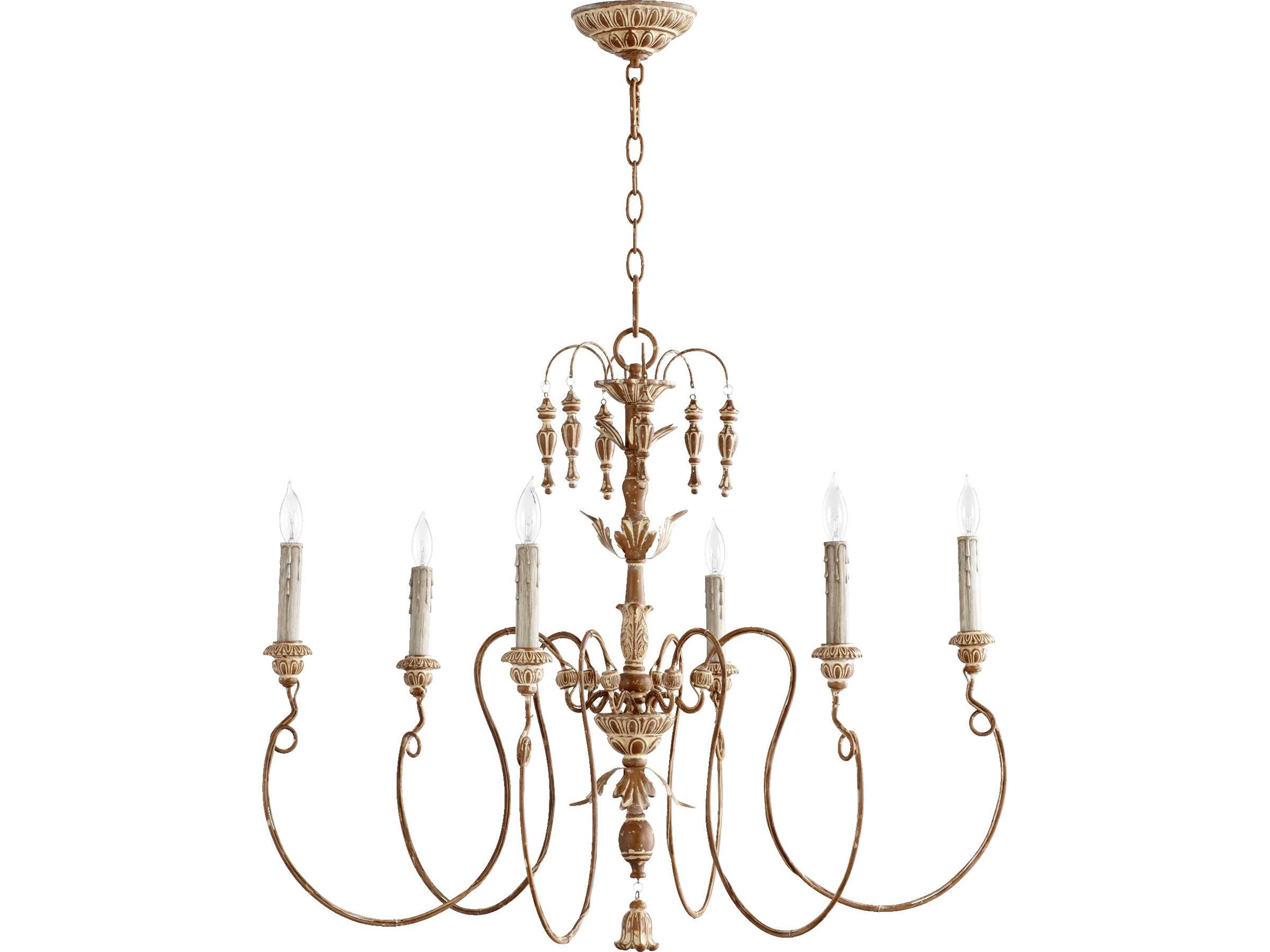 Salento 6-Light French Umber Brass Candelabra Chandelier