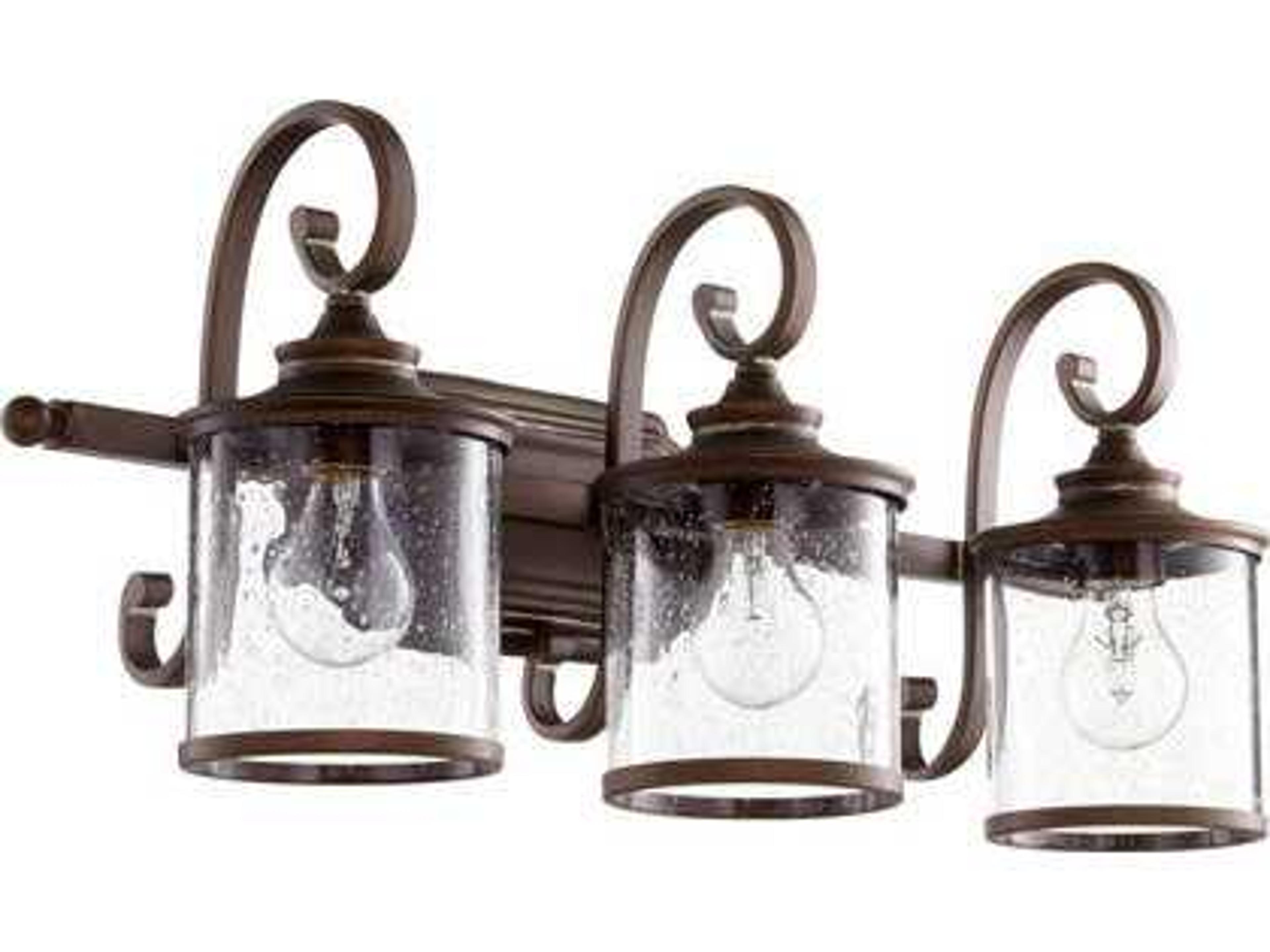 San Miguel 3-Light Vintage Copper Glass Vanity Light