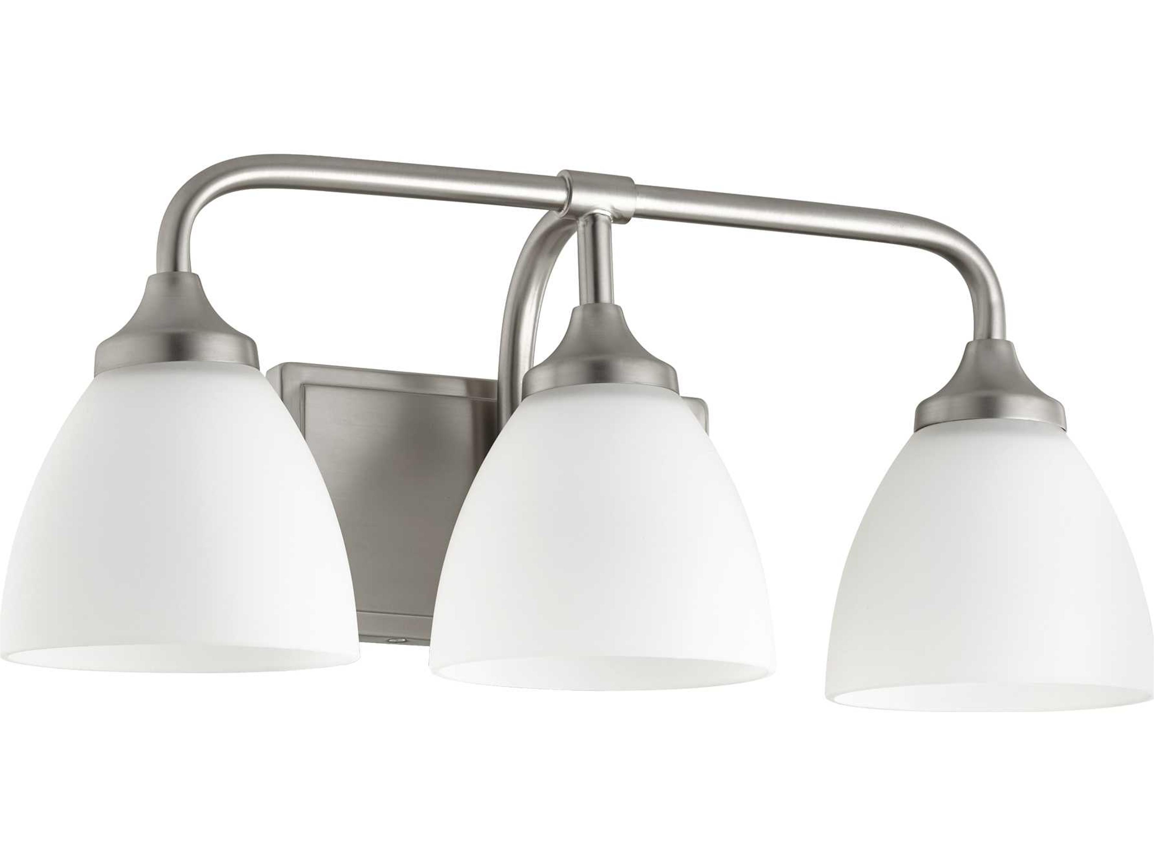Universal 3-Light Satin Nickel Glass Vanity Light